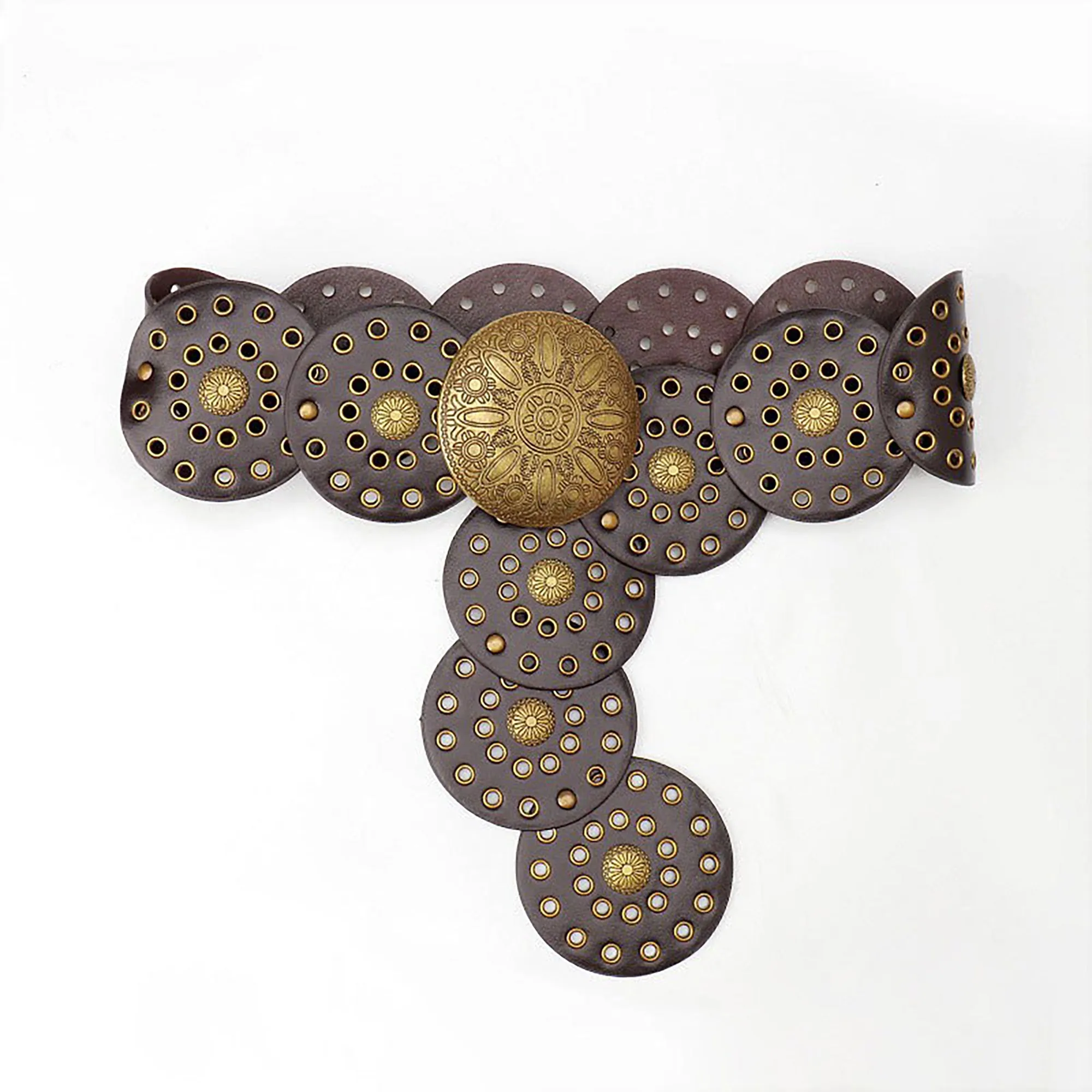 Anna-Kaci Women's Western Style Disc Waist Belt Large Round Medallion Buckle Decorative Studded Concho Belt sold by Anna-Kaci