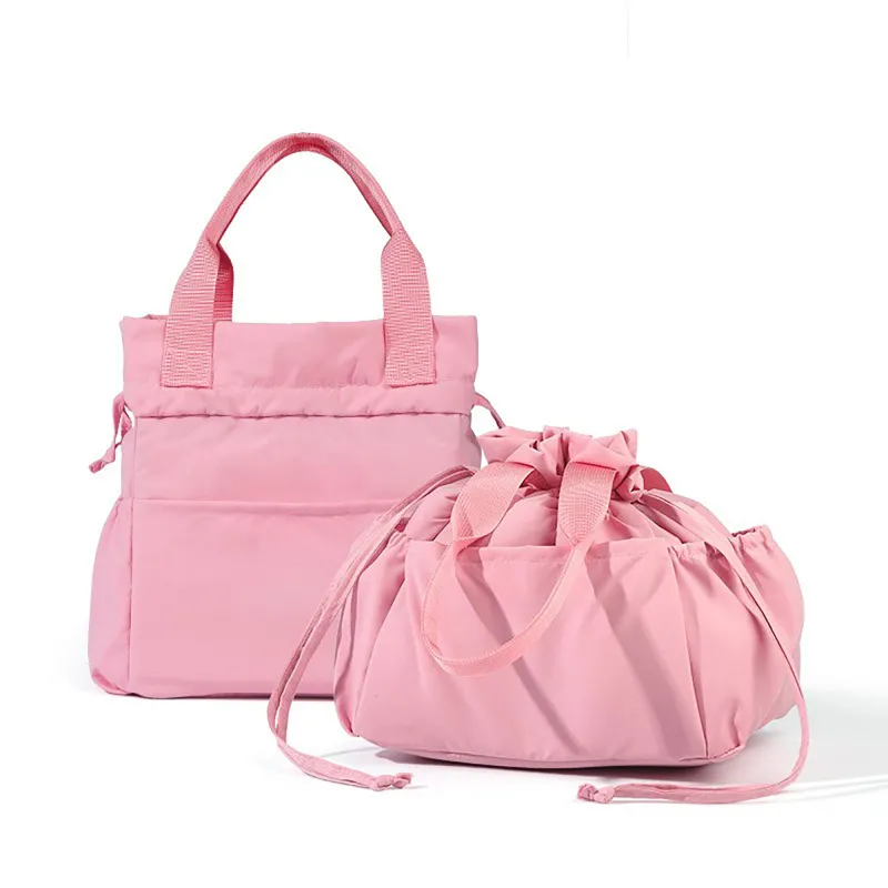 Anna-Kaci Reusable Lunch Bag with Drawstring Closure and Front Pocket Lightweight Thermal Food Tote made by Anna-Kaci