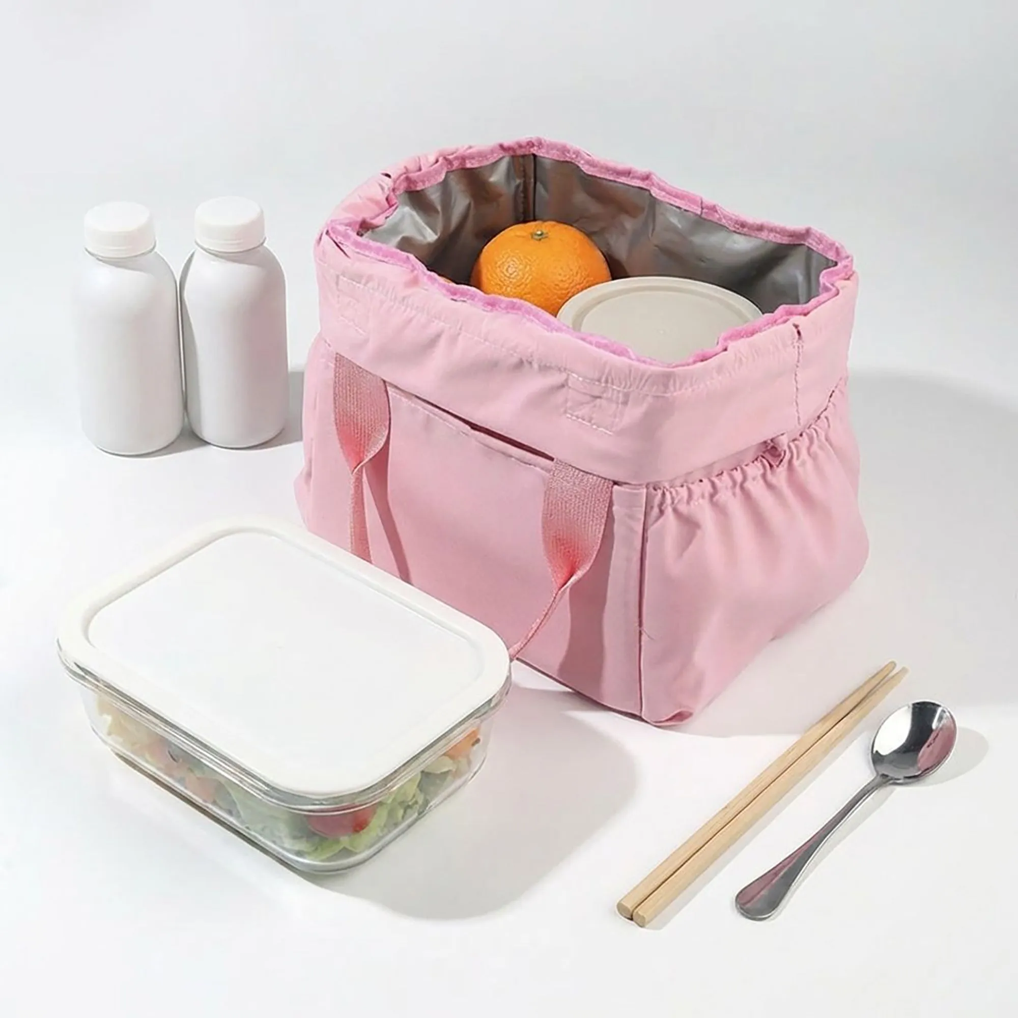Anna-Kaci Reusable Lunch Bag with Drawstring Closure and Front Pocket Lightweight Thermal Food Tote sold by Anna-Kaci product image thumbnail 3