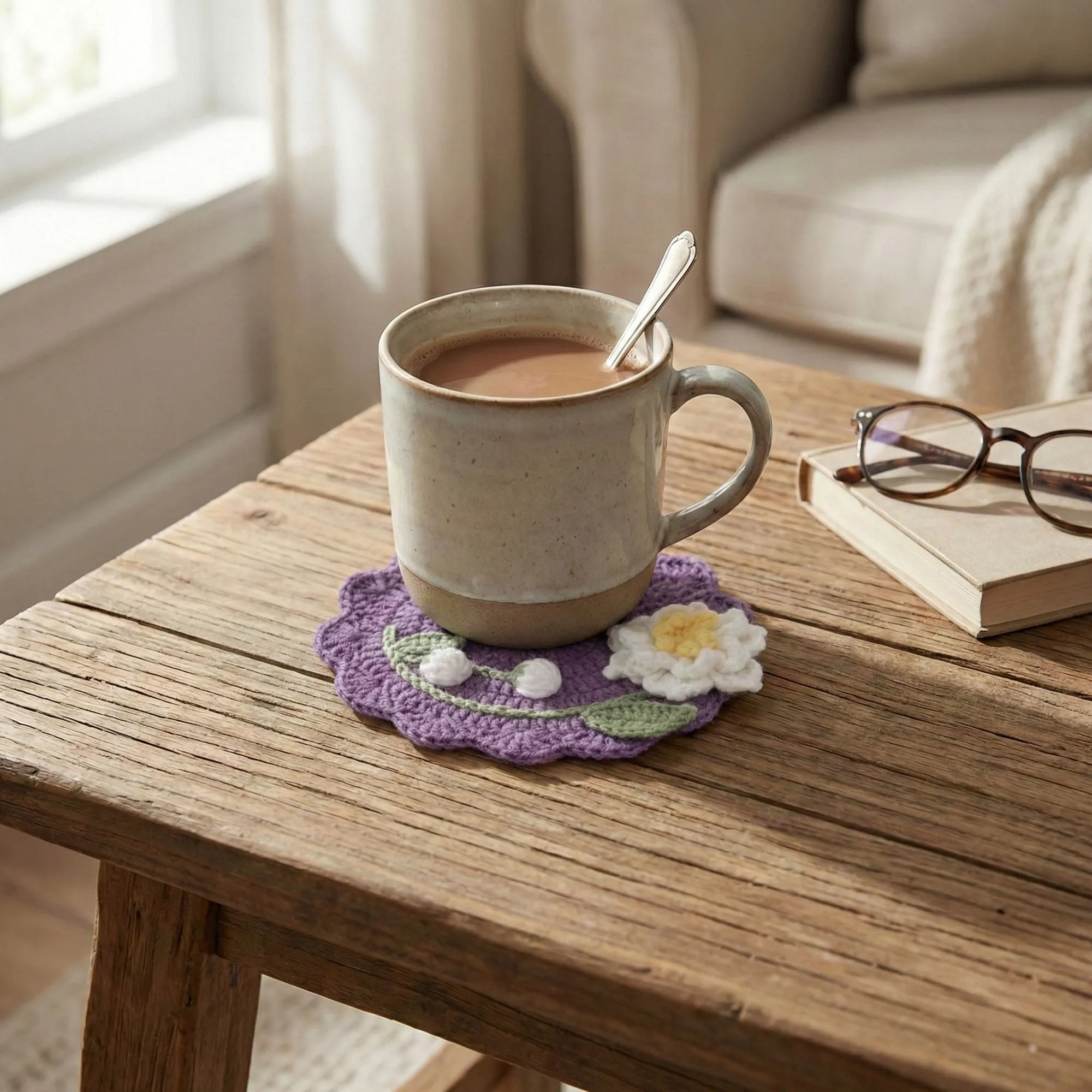 Anna-Kaci Crochet Flower Coaster Handmade Knit Table Protector sold by Anna-Kaci product image thumbnail 3