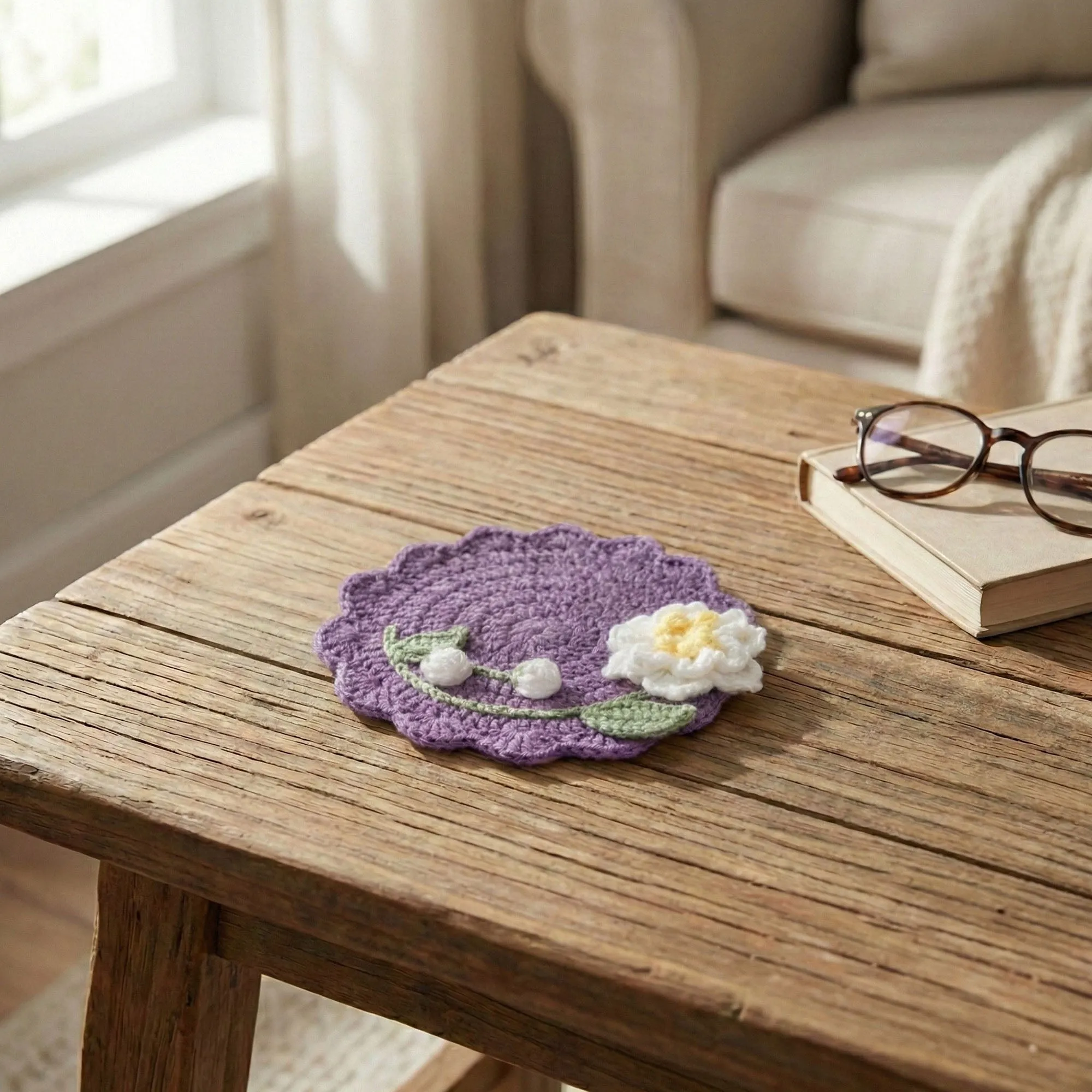 Anna-Kaci Crochet Flower Coaster Handmade Knit Table Protector sold by Anna-Kaci product image thumbnail 4