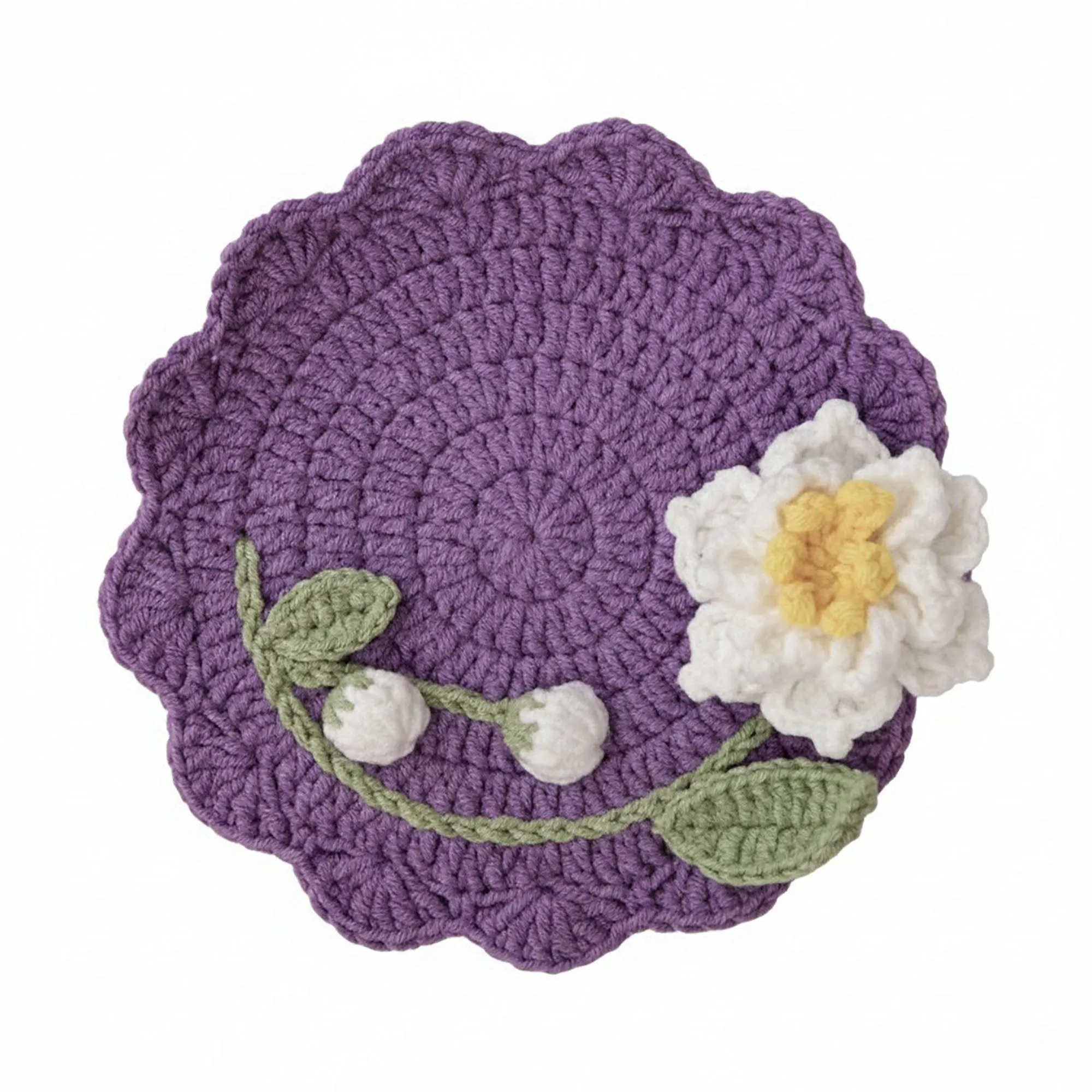 Anna-Kaci Crochet Flower Coaster Handmade Knit Table Protector sold by Anna-Kaci