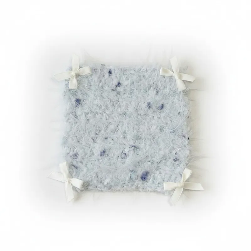 Anna-Kaci Plush Knit Coaster with Bow Corners Soft Table Protector made by Anna-Kaci