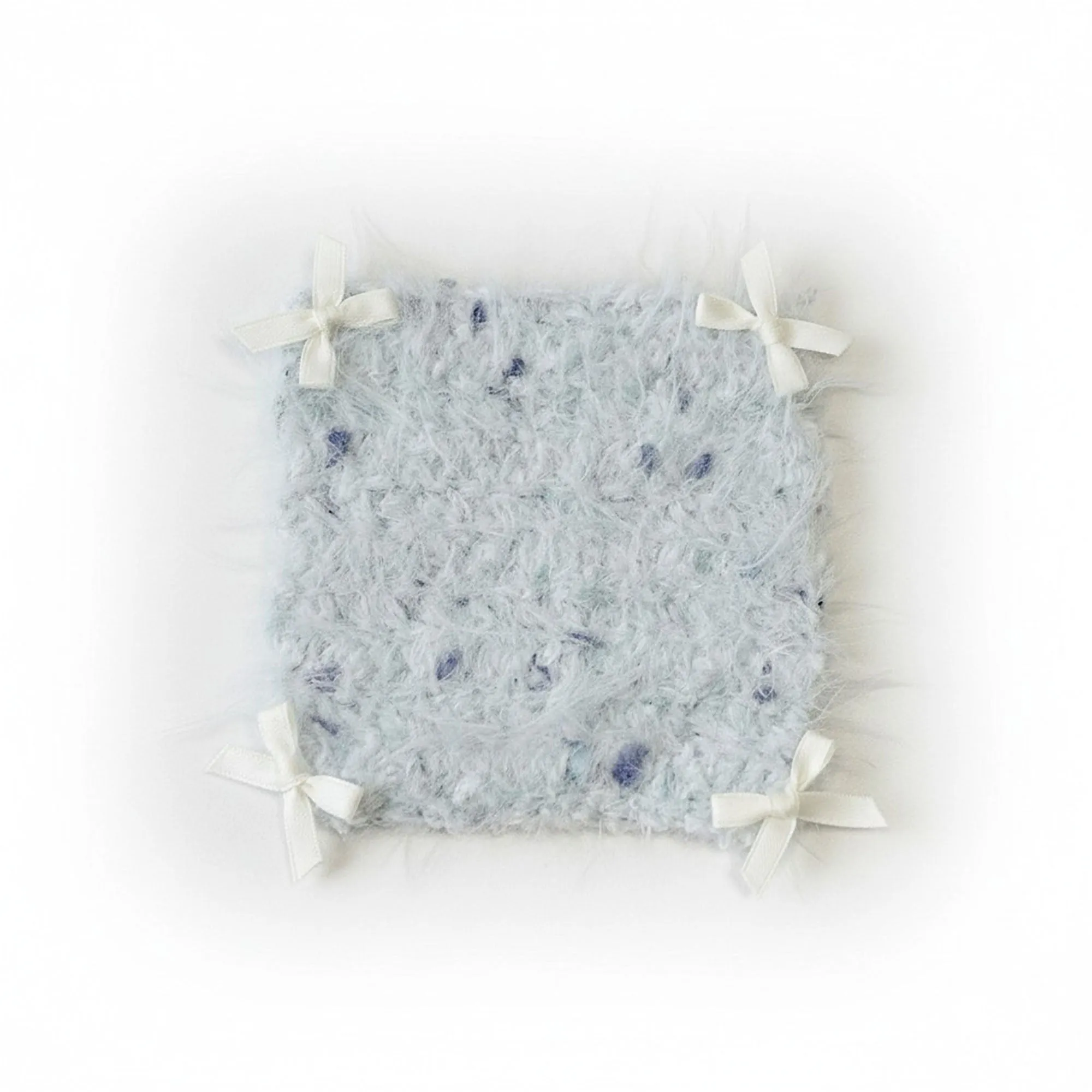 Anna-Kaci Plush Knit Coaster with Bow Corners Soft Table Protector sold by Anna-Kaci