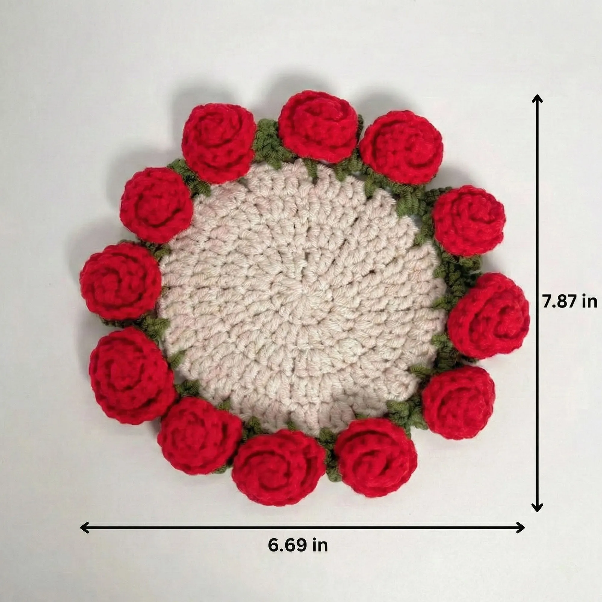 Anna-Kaci Handcrafted Crochet Sunflower Coaster with Floral Knit Design sold by Anna-Kaci product image thumbnail 2