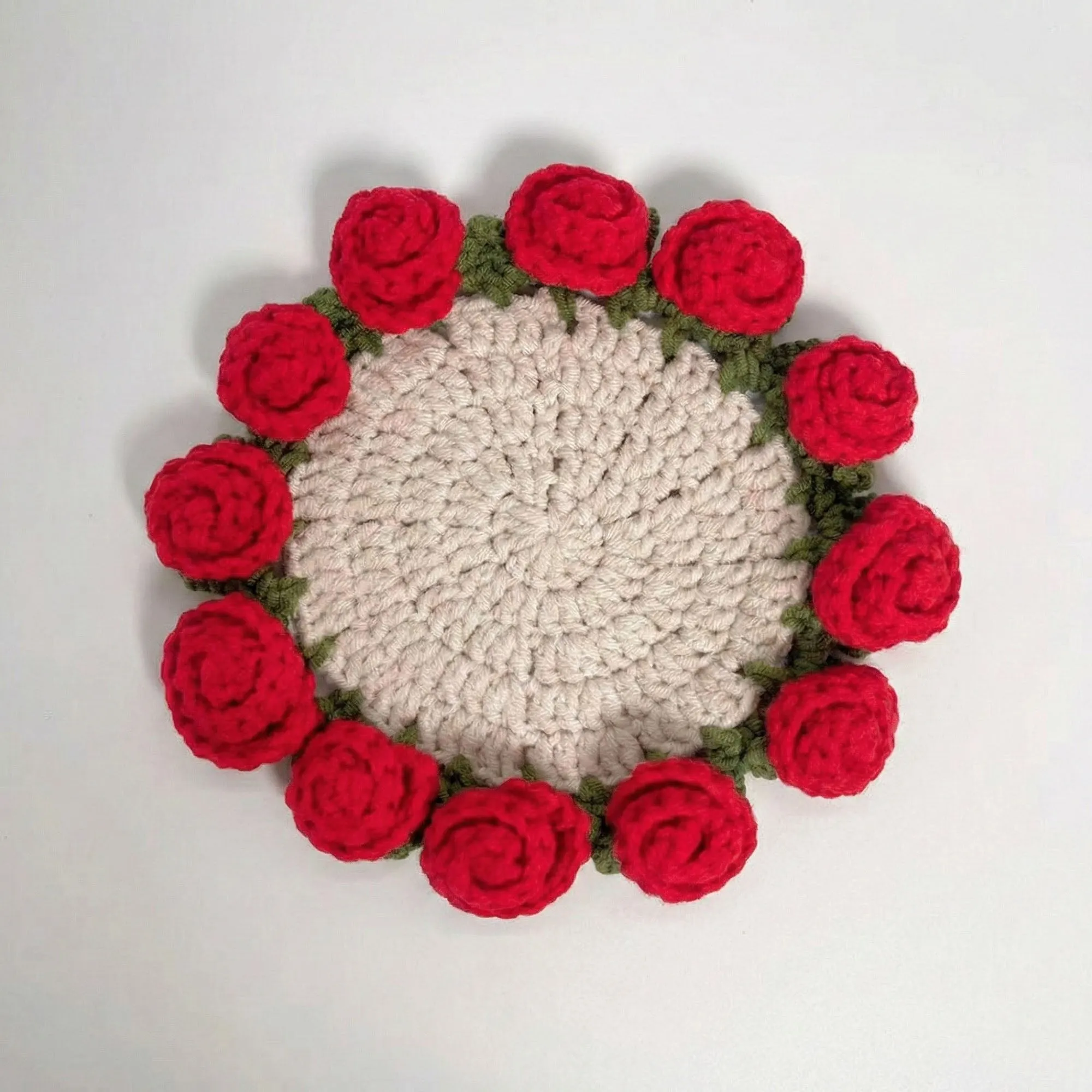 Anna-Kaci Handcrafted Crochet Sunflower Coaster with Floral Knit Design sold by Anna-Kaci