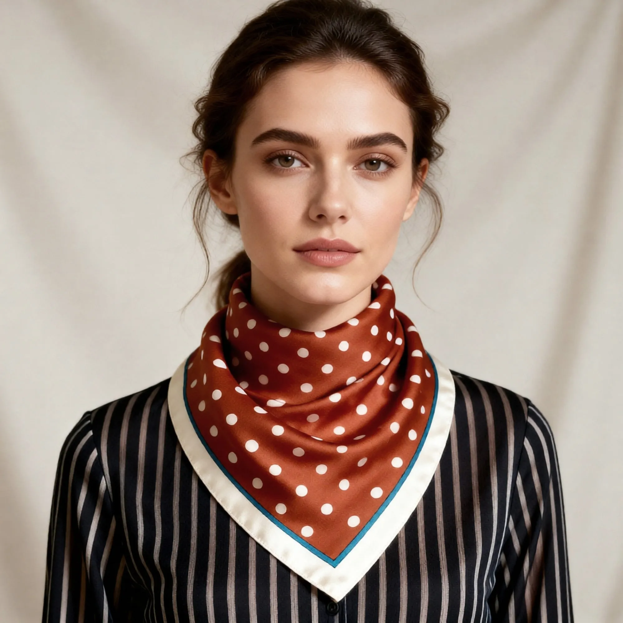 Anna-Kaci Polka Dot Square Satin Scarf Lightweight Hair Neck Fashion Accessory sold by Anna-Kaci product image thumbnail 2