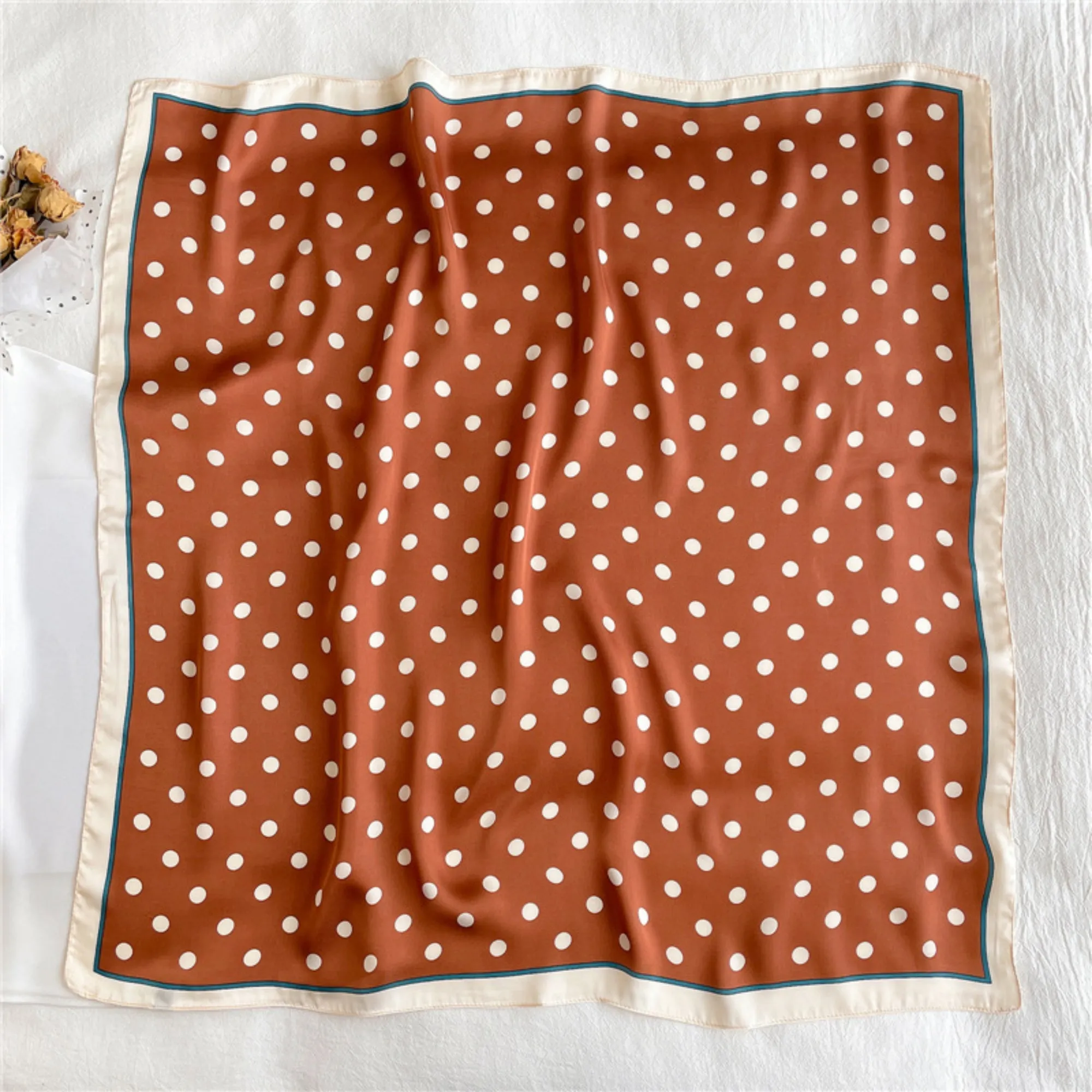 Anna-Kaci Polka Dot Square Satin Scarf Lightweight Hair Neck Fashion Accessory sold by Anna-Kaci product image thumbnail 3