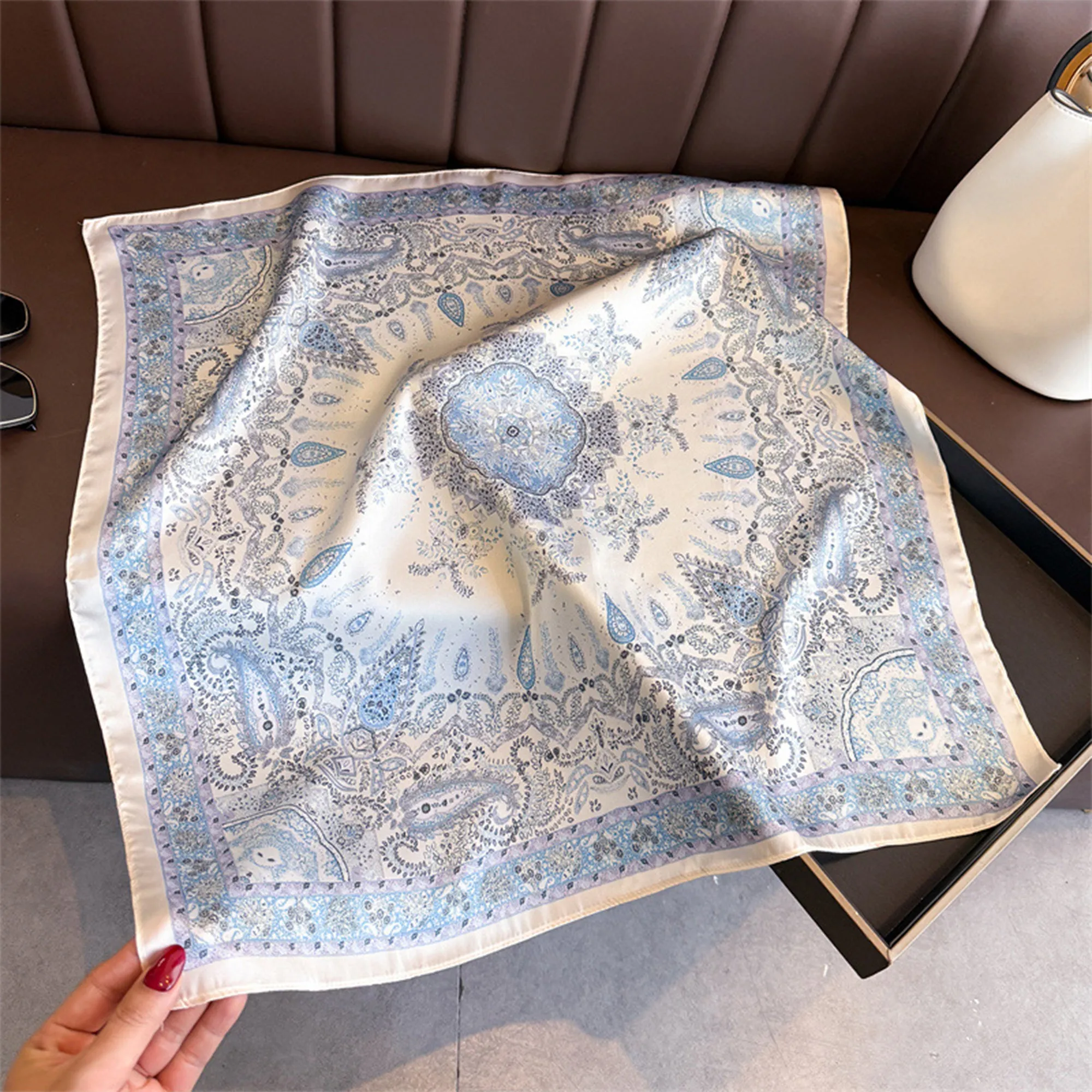 Anna-Kaci Womens Vintage Paisley Print Square Scarf Elegant Soft Fashion Neck Head Wrap sold by Anna-Kaci product image thumbnail 3
