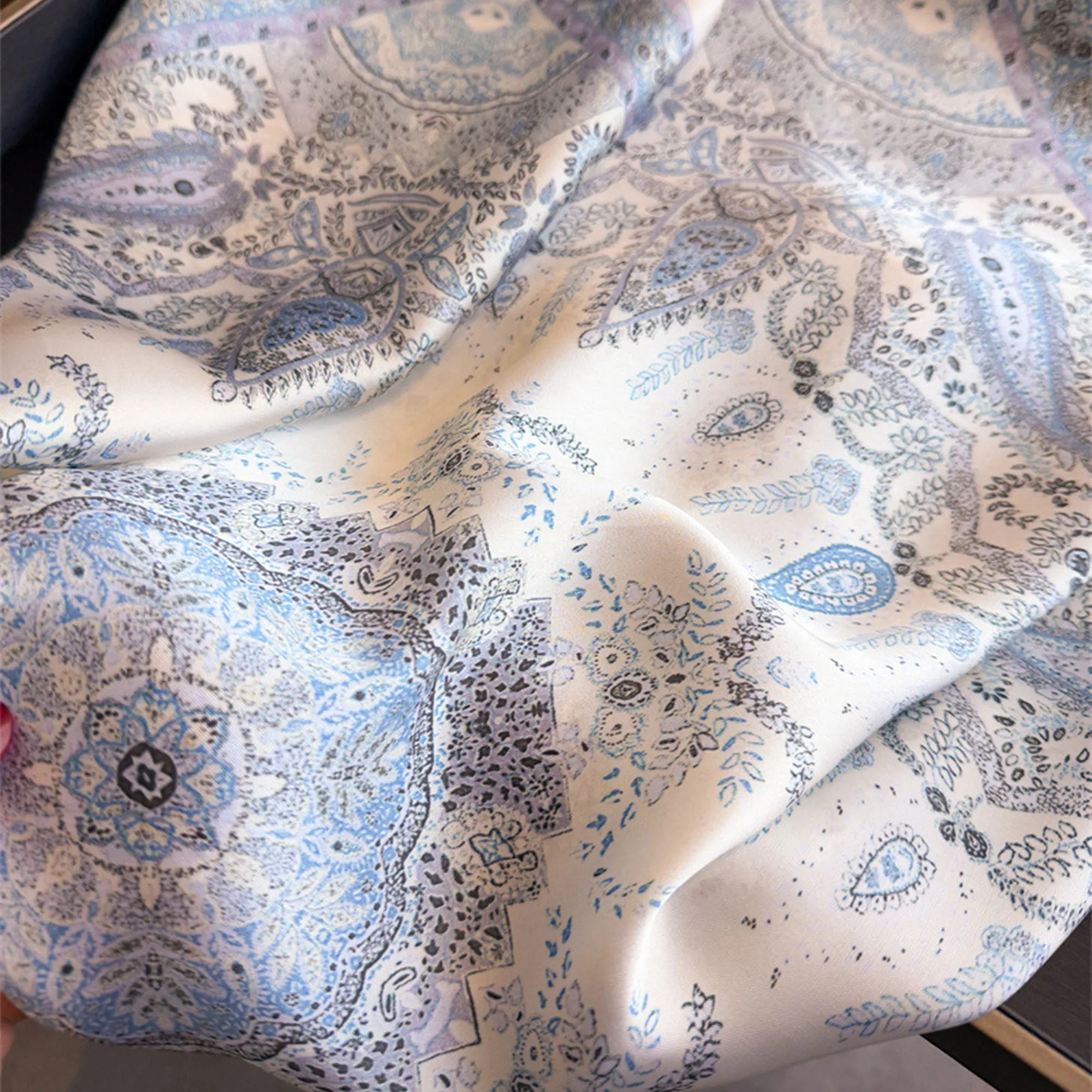Anna-Kaci Womens Vintage Paisley Print Square Scarf Elegant Soft Fashion Neck Head Wrap sold by Anna-Kaci product image thumbnail 5