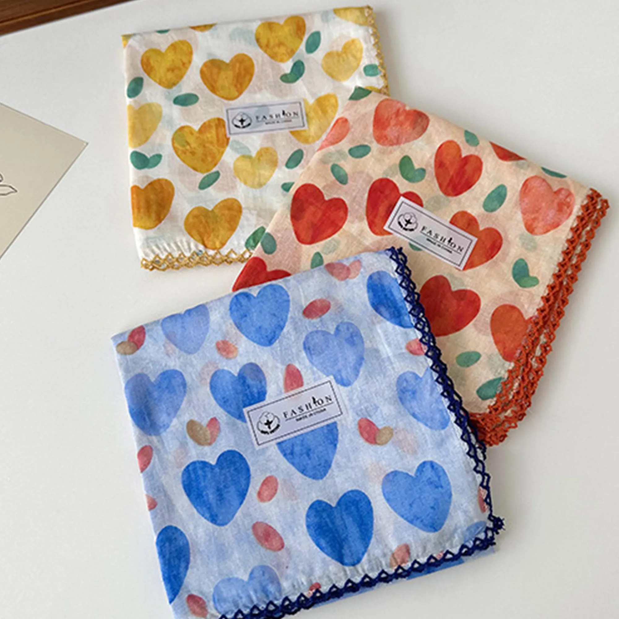 Womens Heart Print Lightweight Square Scarf Cute Fashion Neck Hair Wrap sold by Anna-Kaci product image thumbnail 4