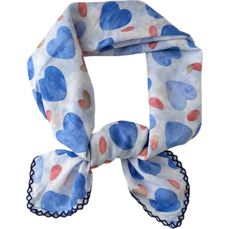 Womens Heart Print Lightweight Square Scarf Cute Fashion Neck Hair Wrap made by Anna-Kaci