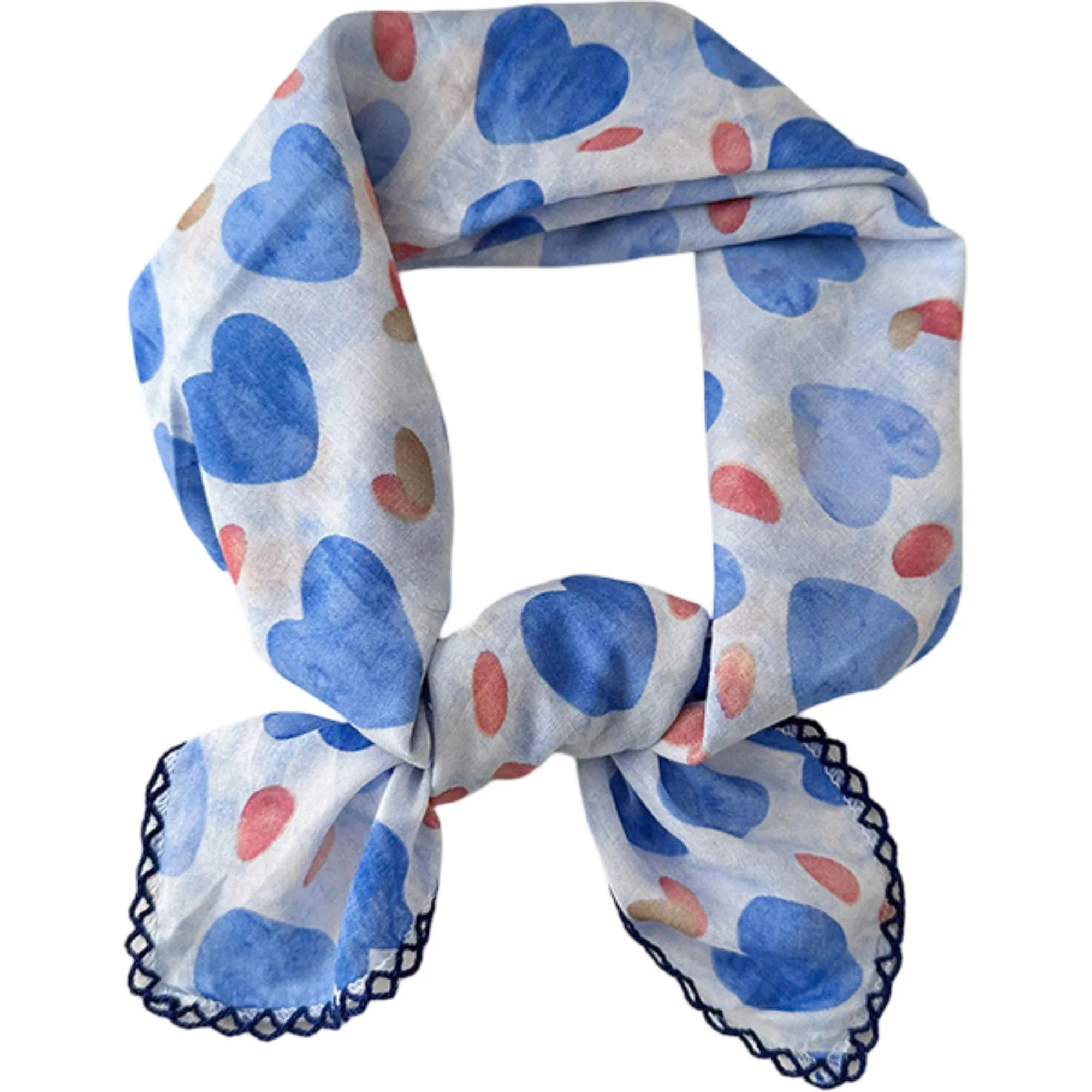 Womens Heart Print Lightweight Square Scarf Cute Fashion Neck Hair Wrap sold by Anna-Kaci