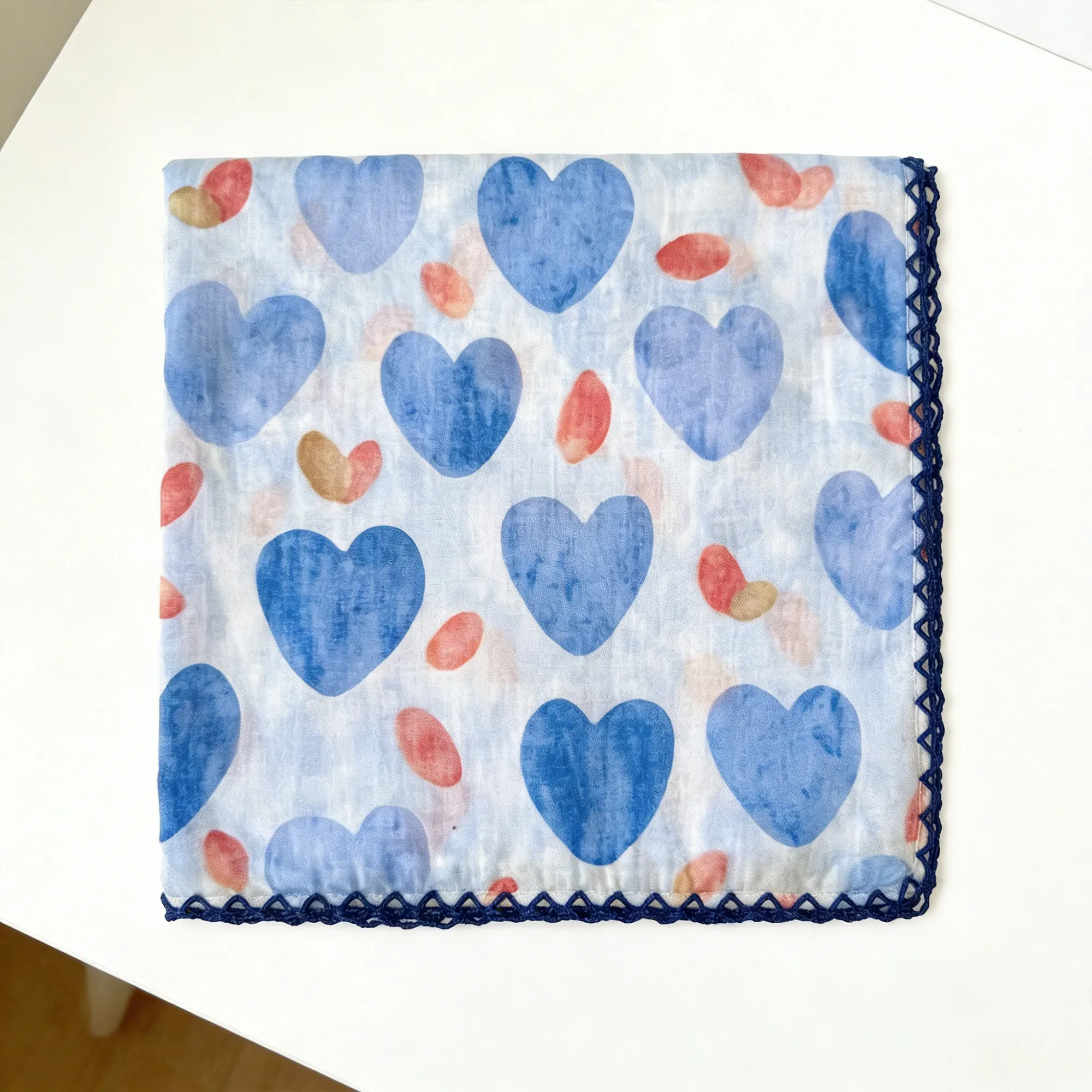 Womens Heart Print Lightweight Square Scarf Cute Fashion Neck Hair Wrap sold by Anna-Kaci product image thumbnail 2