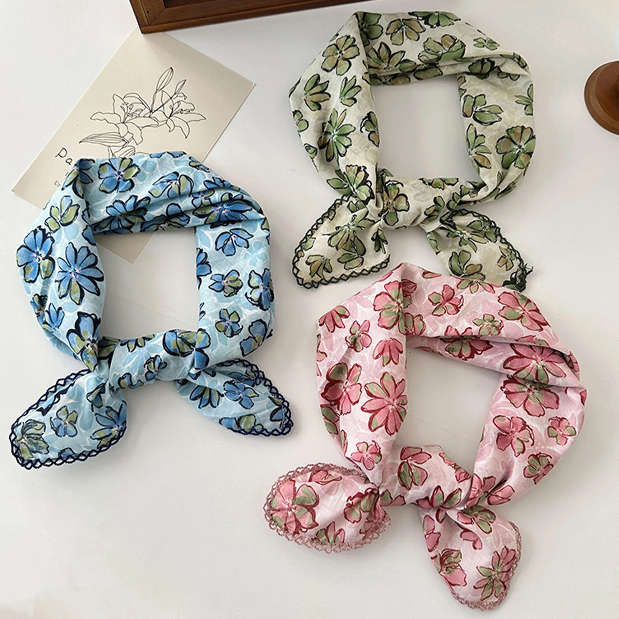 Anna-Kaci Womens Floral Print Lightweight Square Scarf Soft Fashion Neck Hair Wrap sold by Anna-Kaci product image thumbnail 4