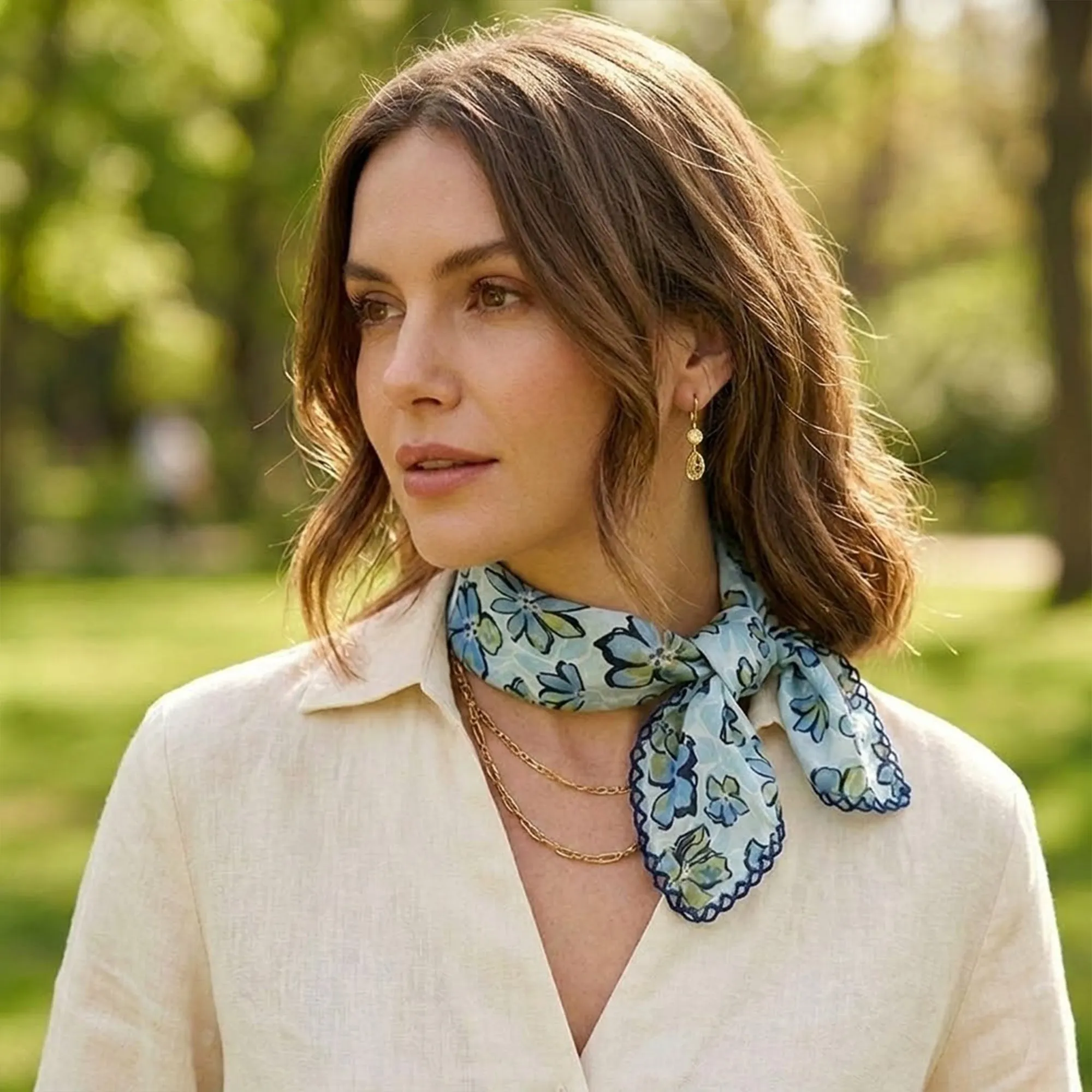 Anna-Kaci Womens Floral Print Lightweight Square Scarf Soft Fashion Neck Hair Wrap sold by Anna-Kaci product image thumbnail 3
