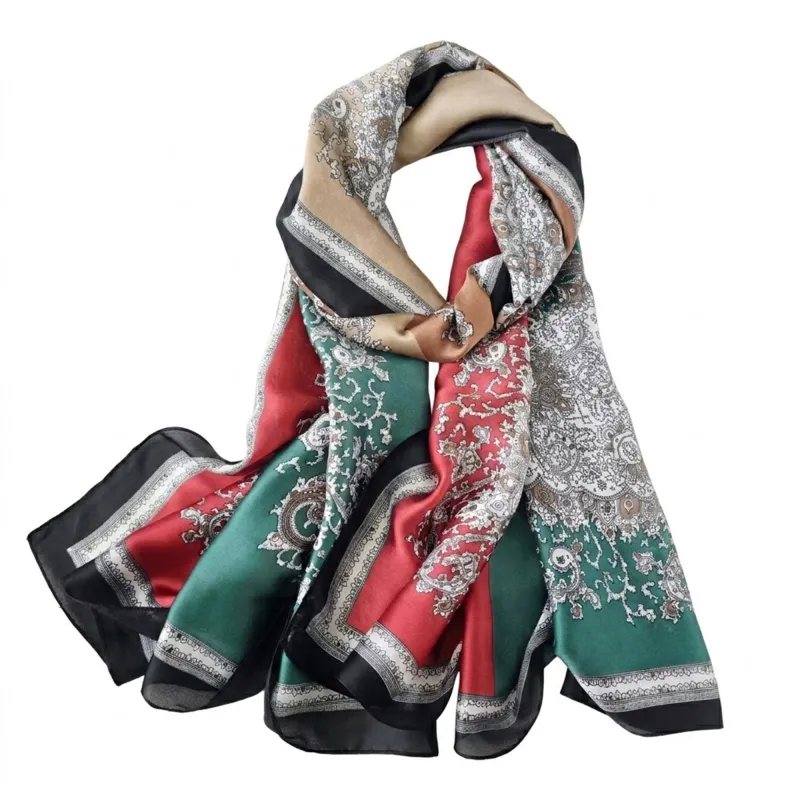 Anna-Kaci Womens Paisley Print Satin Scarf Lightweight Large Fashion Wrap made by Anna-Kaci