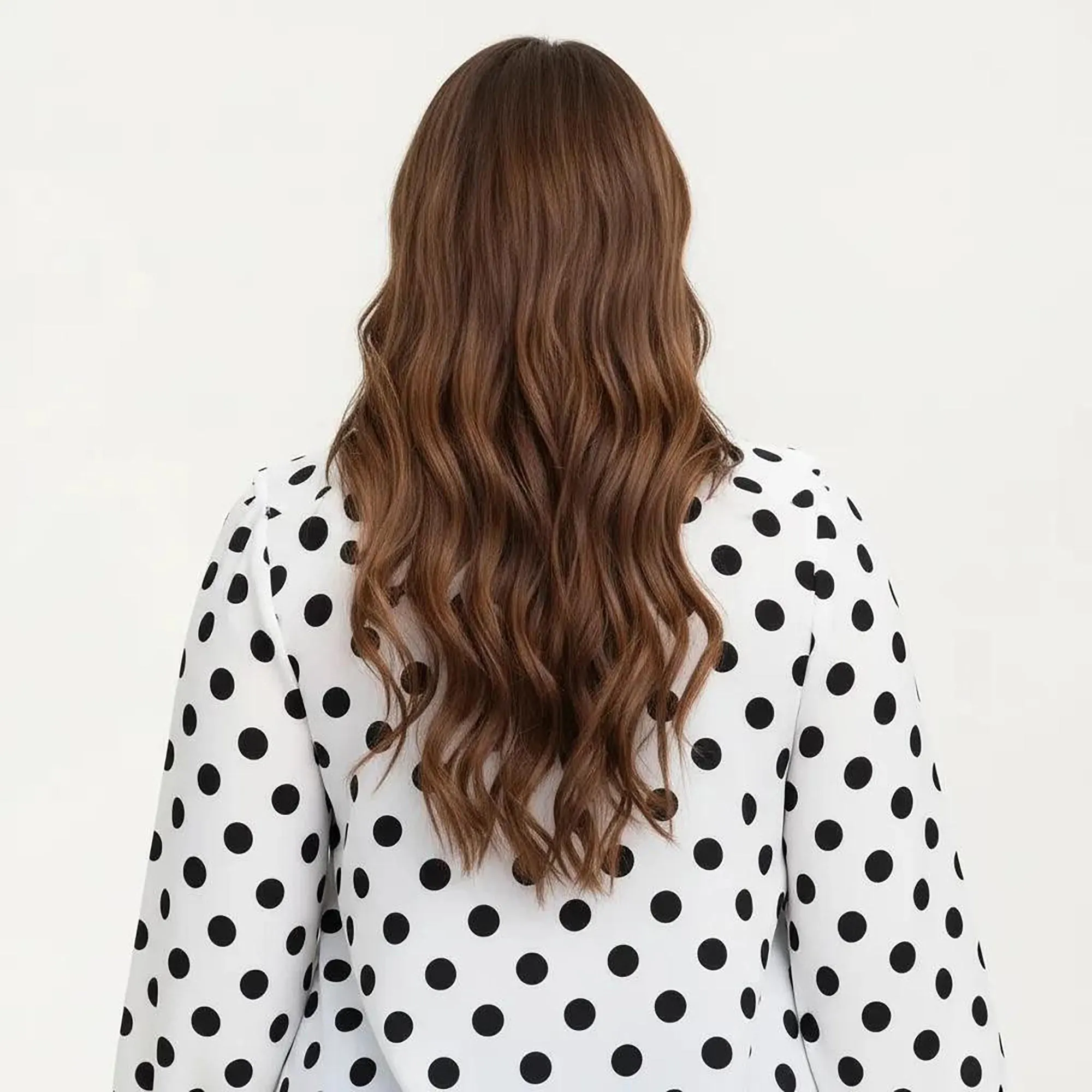 Anna-Kaci Women's Plus Size Long Sleeve Polka Dot Blouse with Ruffle Front Detail V Neck Lightweight Top sold by Anna-Kaci product image thumbnail 4