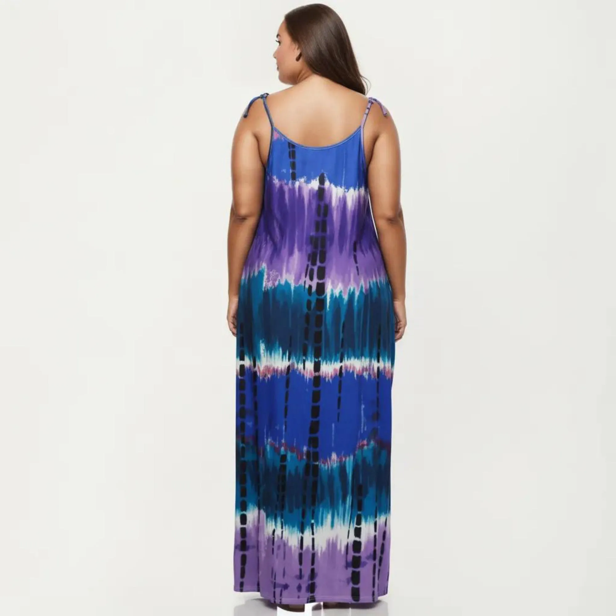 Anna-Kaci Plus Size Maxi Dress with Adjustable Strap Scoop Neck Tie Dye Print Loose Fit Casual Dress sold by Anna-Kaci product image thumbnail 3