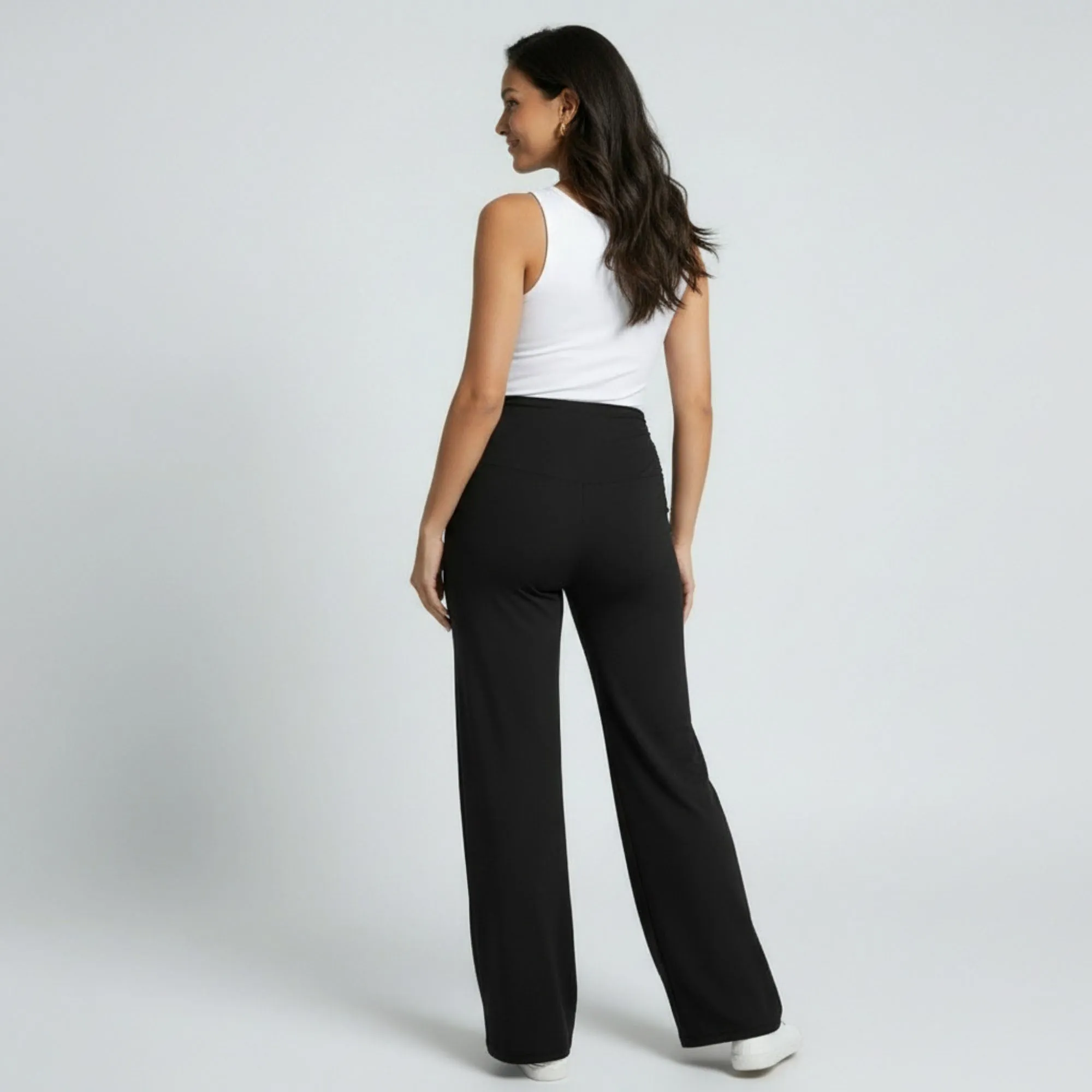 Anna-Kaci Women's High Waist Maternity Wide Leg Pants with Over Belly Panel Stretch Loose Fit Lounge Pants sold by Anna-Kaci product image thumbnail 4