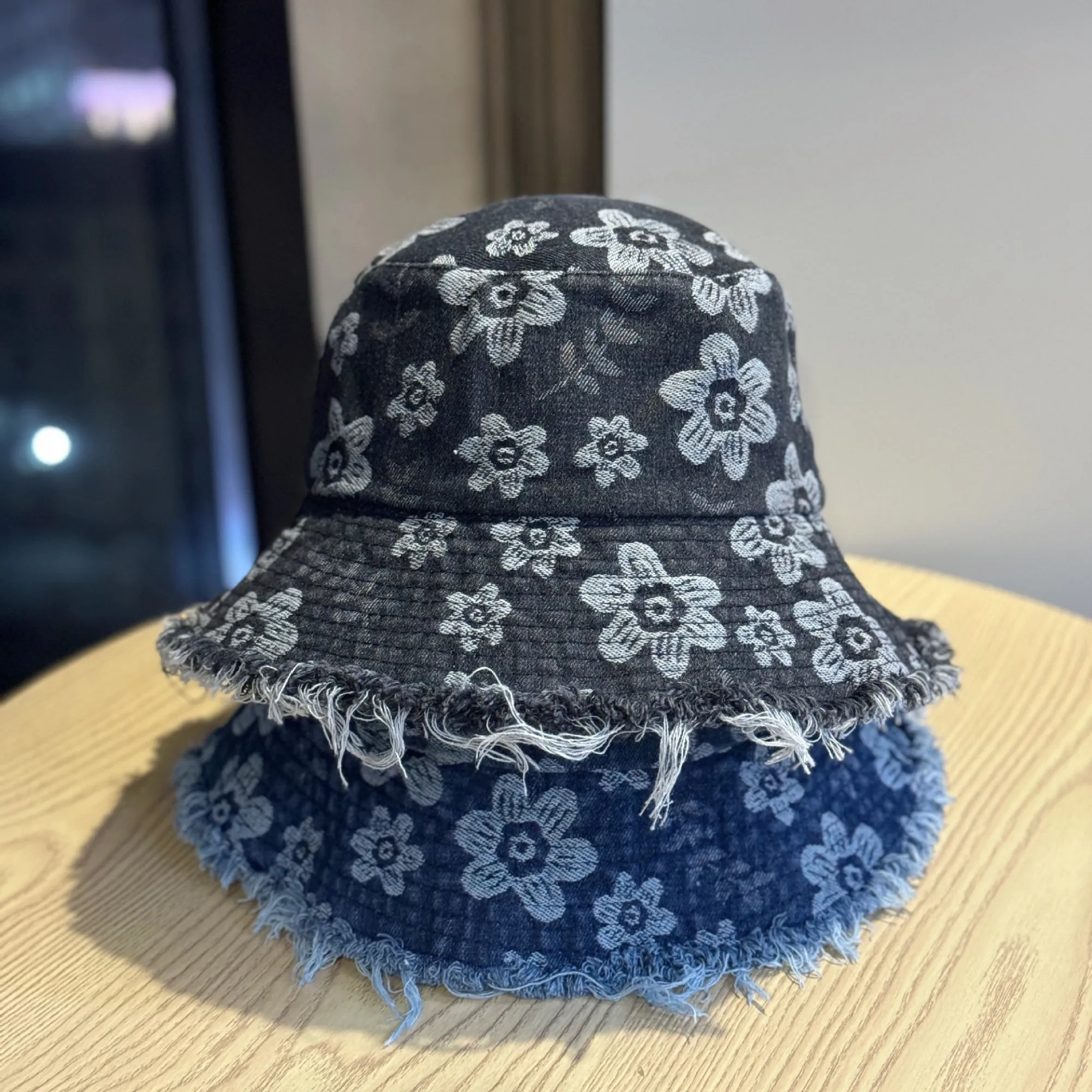 Anna-Kaci Women Floral Bucket Hat Distressed Edge Casual Denim Style Sun Hat sold by Anna-Kaci product image thumbnail 3