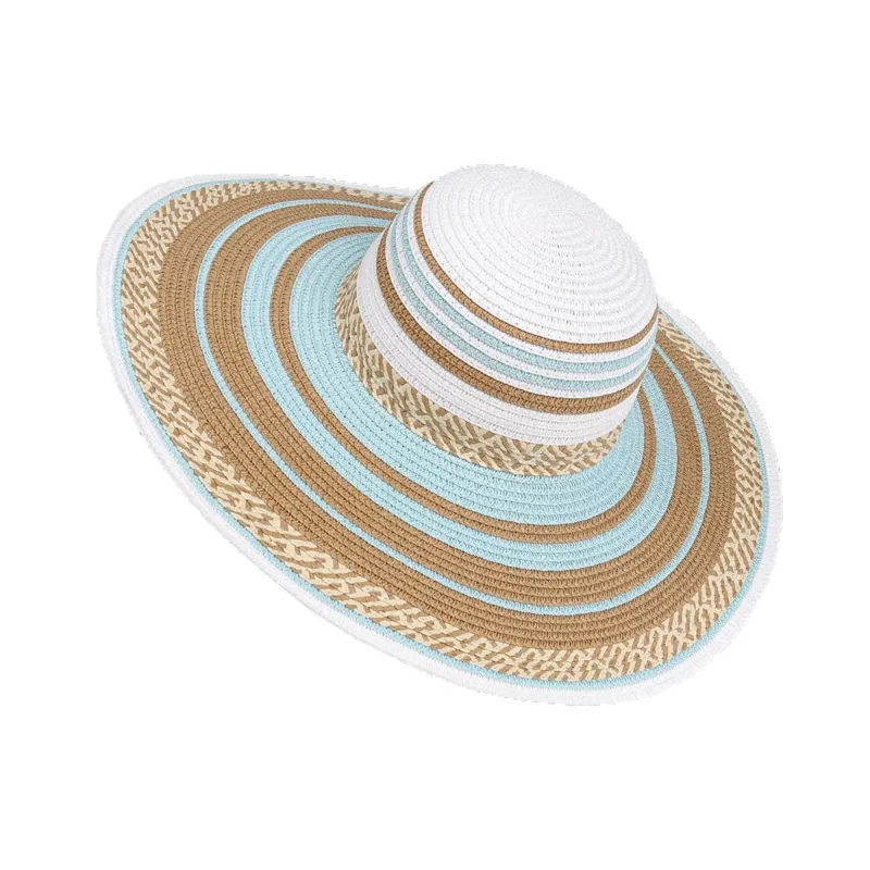 Anna-Kaci Women Wide Brim Sun Hat Striped Woven Design Lightweight Summer Hat Classic Floppy Style made by Anna-Kaci