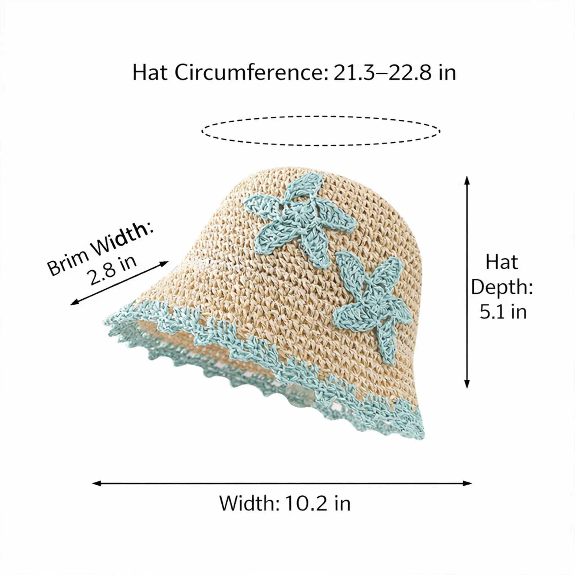 Anna-Kaci Women Woven Straw Bucket Hat Wide Brim Lightweight Sun Hat with Floral Applique Detail sold by Anna-Kaci product image thumbnail 5