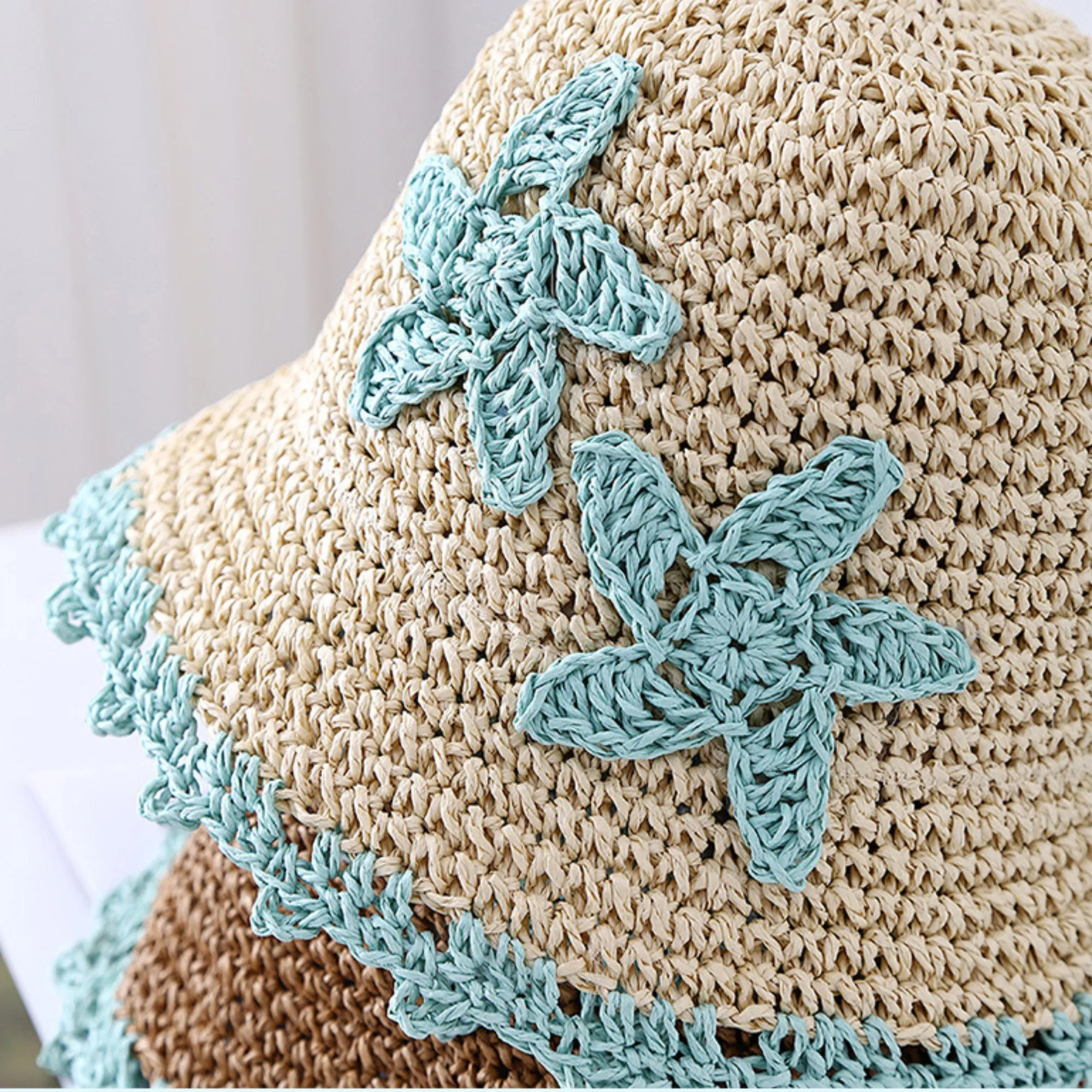 Anna-Kaci Women Woven Straw Bucket Hat Wide Brim Lightweight Sun Hat with Floral Applique Detail sold by Anna-Kaci product image thumbnail 4