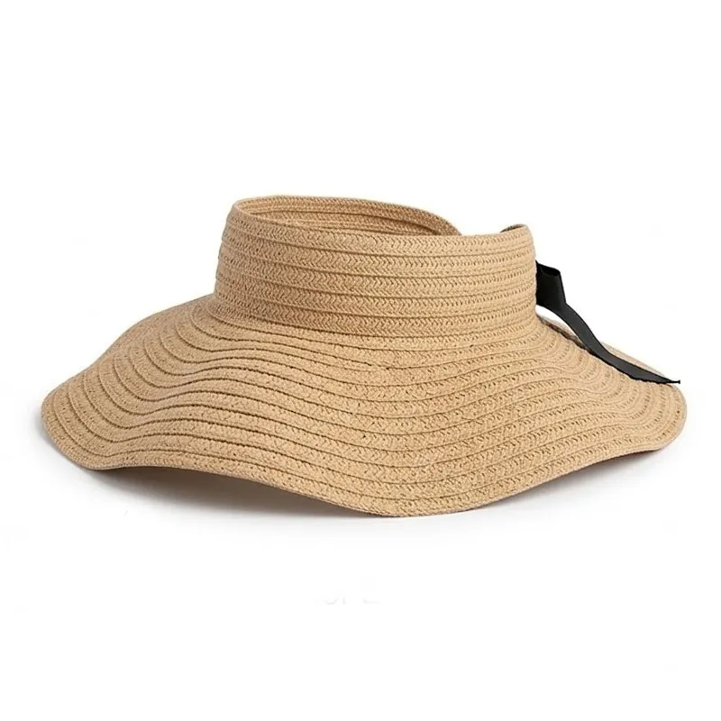 Anna-Kaci Women Straw Sun Visor Hat Wide Brim Rollable Packable Adjustable Open Top Summer Hat made by Anna-Kaci