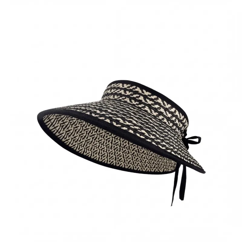 Anna-Kaci Women Straw Sun Visor Hat Wide Brim Contrast Trim Adjustable Bow Lightweight Summer Hat made by Anna-Kaci