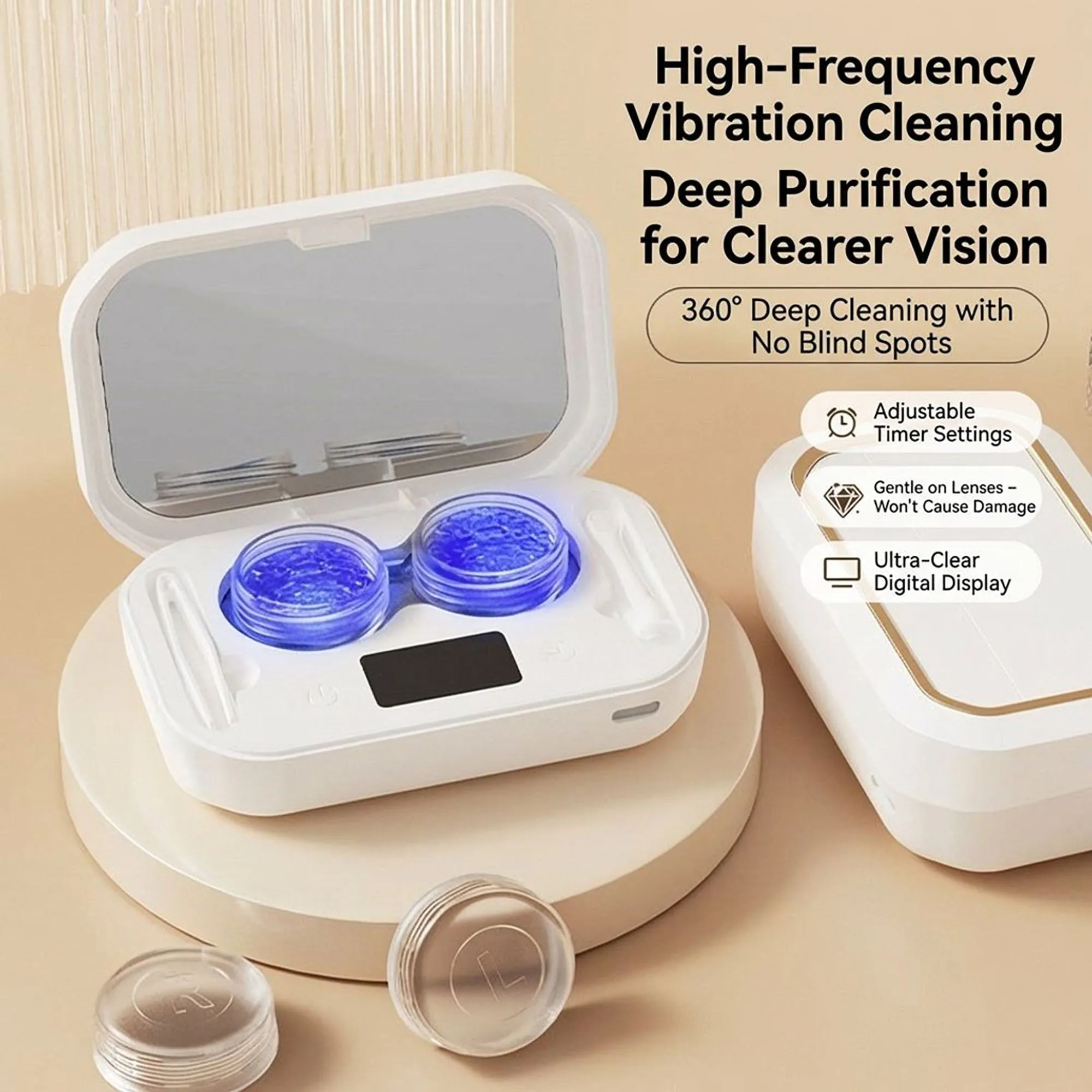 Anna-Kaci Sonic Contact Lens Cleaner with 360¡ã Cleaning and Digital Timer Display sold by Anna-Kaci product image thumbnail 2