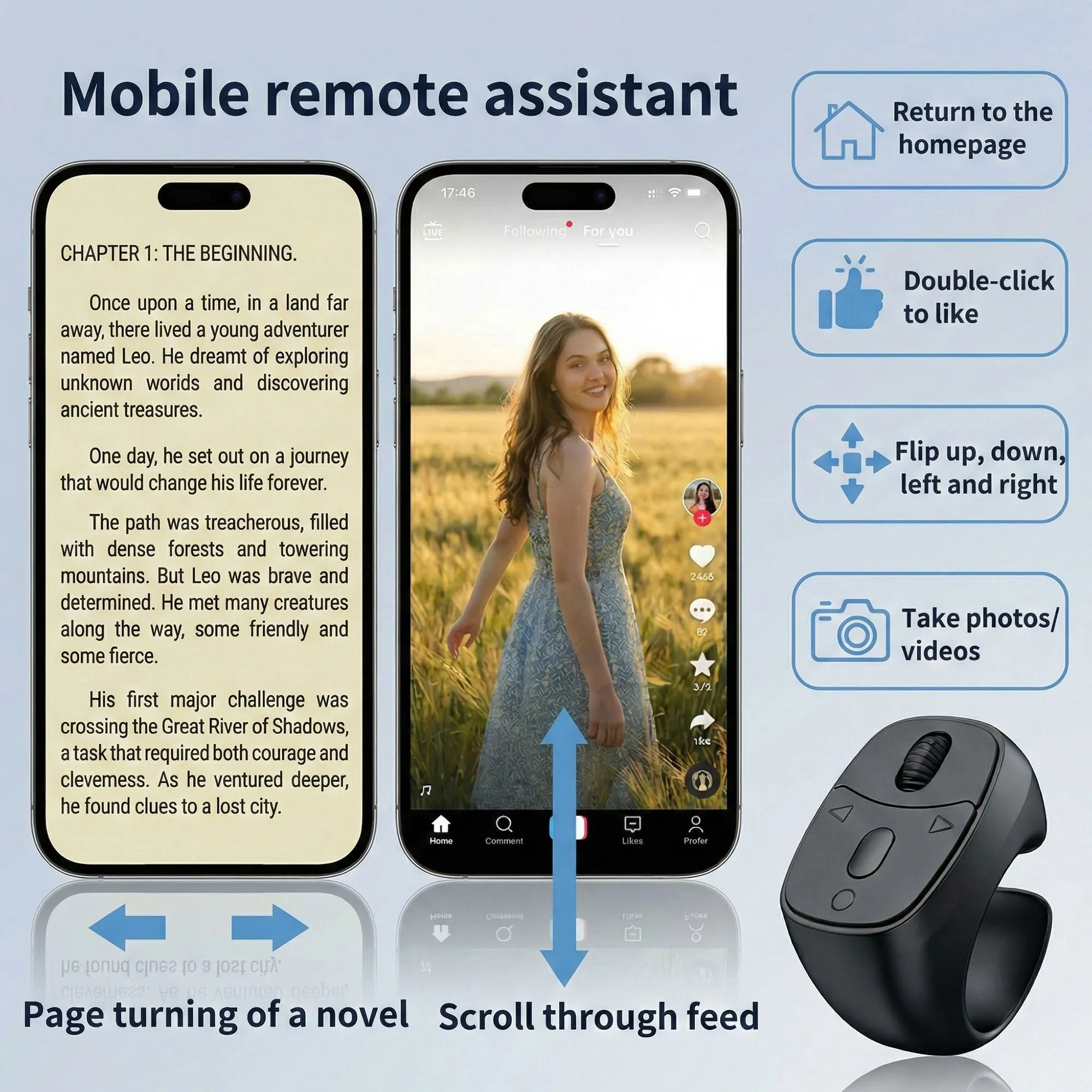 Anna-Kaci Bluetooth Ring Remote Control with Scroll Wheel for Phone Browsing and Photos sold by Anna-Kaci product image thumbnail 4