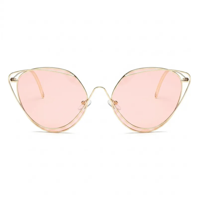 Anna-Kaci Women's Oversized Round Cat Eye Sunglasses with Fashionable Thin Metal Frame Stylish Retro Look made by Anna-Kaci