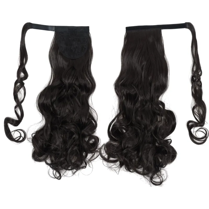 Alilang 22 Inch Long Curly Wrap Around Ponytail for Women Clip in Ponytail Hair Extensions Synthetic Brown Hair Pony Tails Hairpieces made by Anna-Kaci