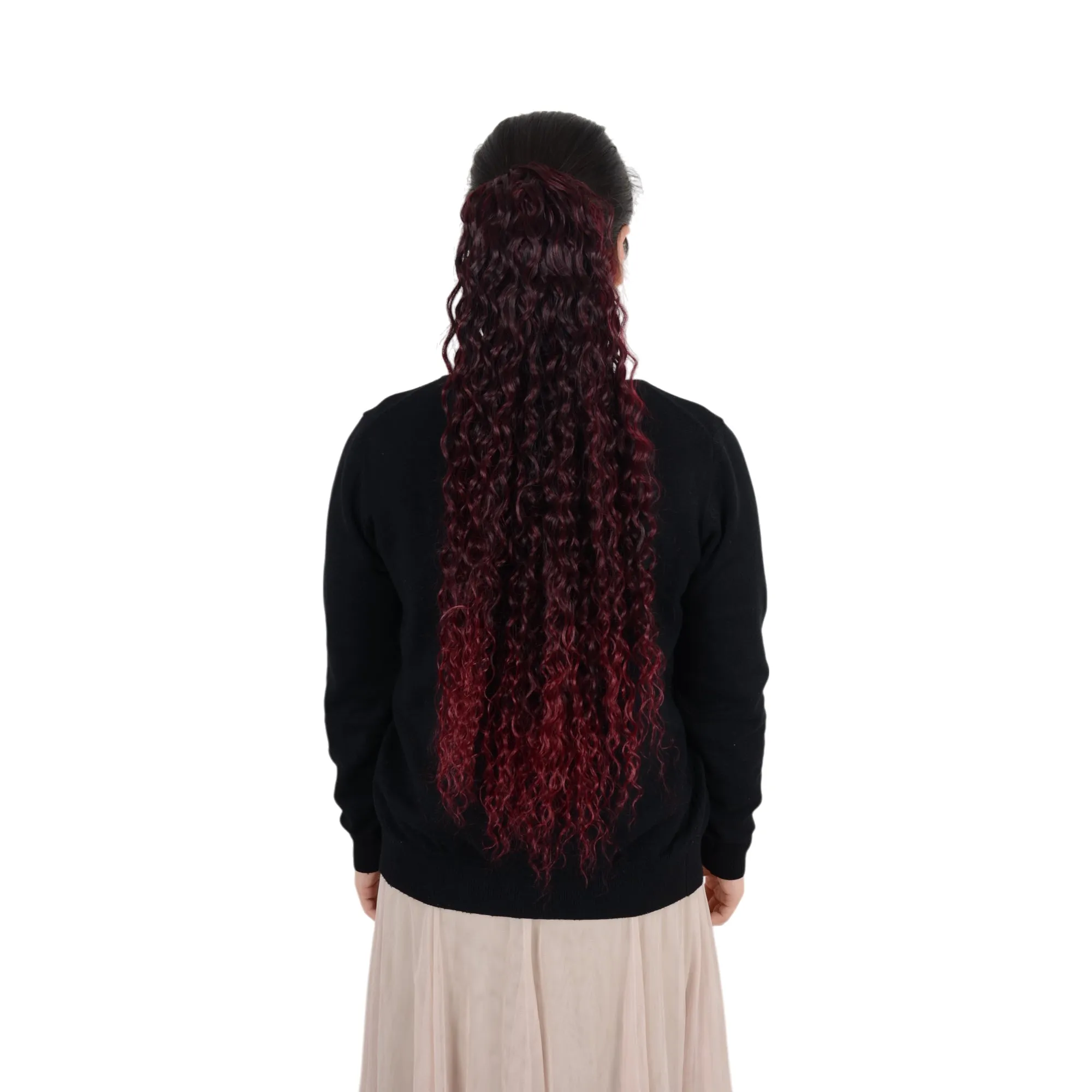 Alilang 22-Inch Long Curly Black Drawstring Ponytail Extension for Women Soft Synthetic Wavy Clip-In Hairpiece sold by Anna-Kaci product image thumbnail 2