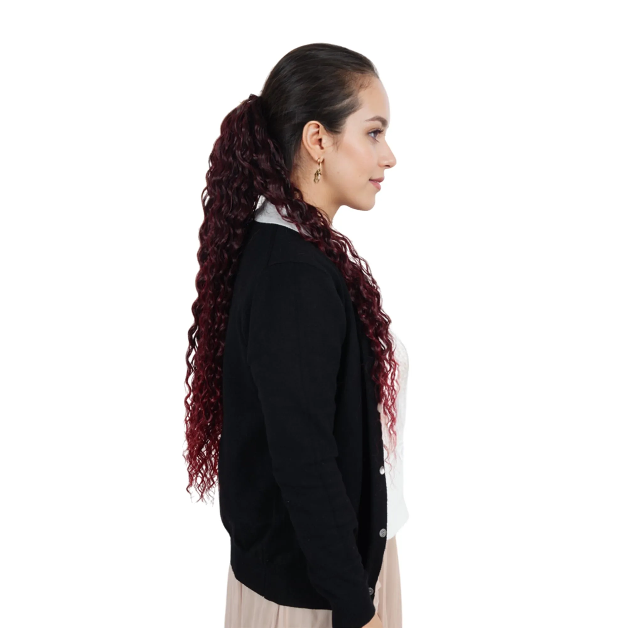 Alilang 22-Inch Long Curly Black Drawstring Ponytail Extension for Women Soft Synthetic Wavy Clip-In Hairpiece sold by Anna-Kaci product image thumbnail 3