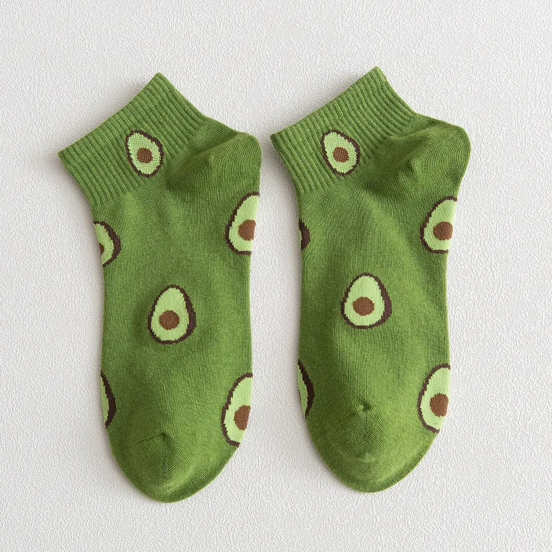 Anna-Kaci Women's Avocado Ankle Socks Non Slip Cotton for Casual Stability and Comfort 2 Pairs - One Size Fits Most made by Anna-Kaci