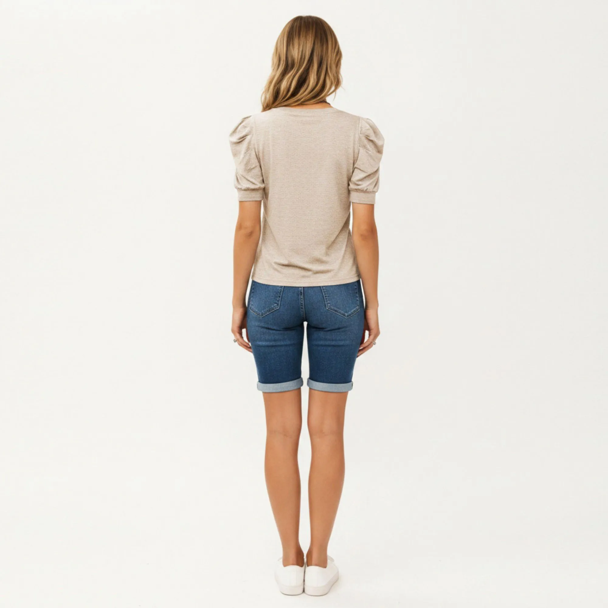 Anna-Kaci Women's Short Sleeve Puff Sleeve Knit Top with Crew Neck and Soft Textured Fabric sold by Anna-Kaci product image thumbnail 4