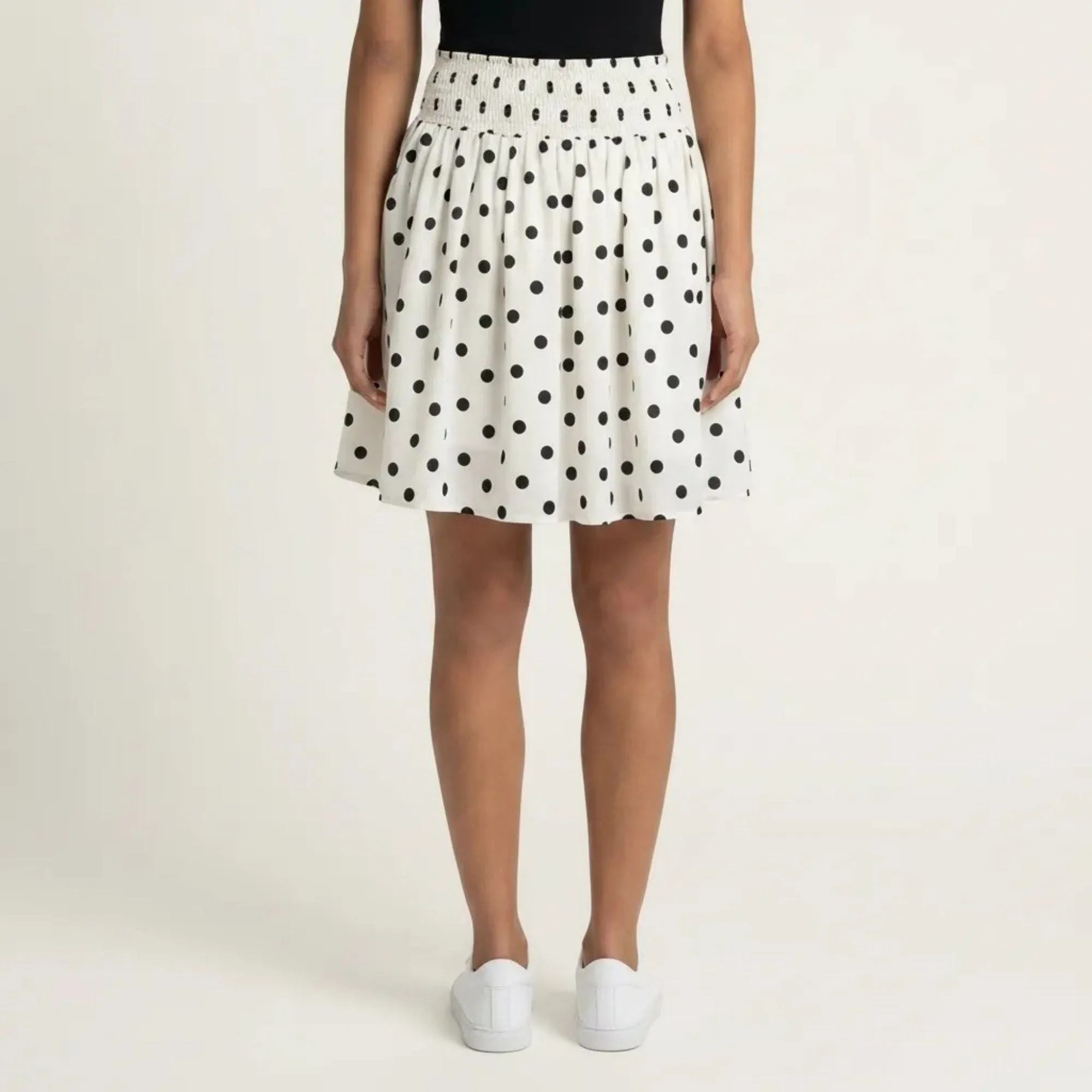 Anna-Kaci Women's Polka Dot A Line Skirt Smocked High Waist Flowy Lightweight Casual Mini Skirt sold by Anna-Kaci product image thumbnail 4