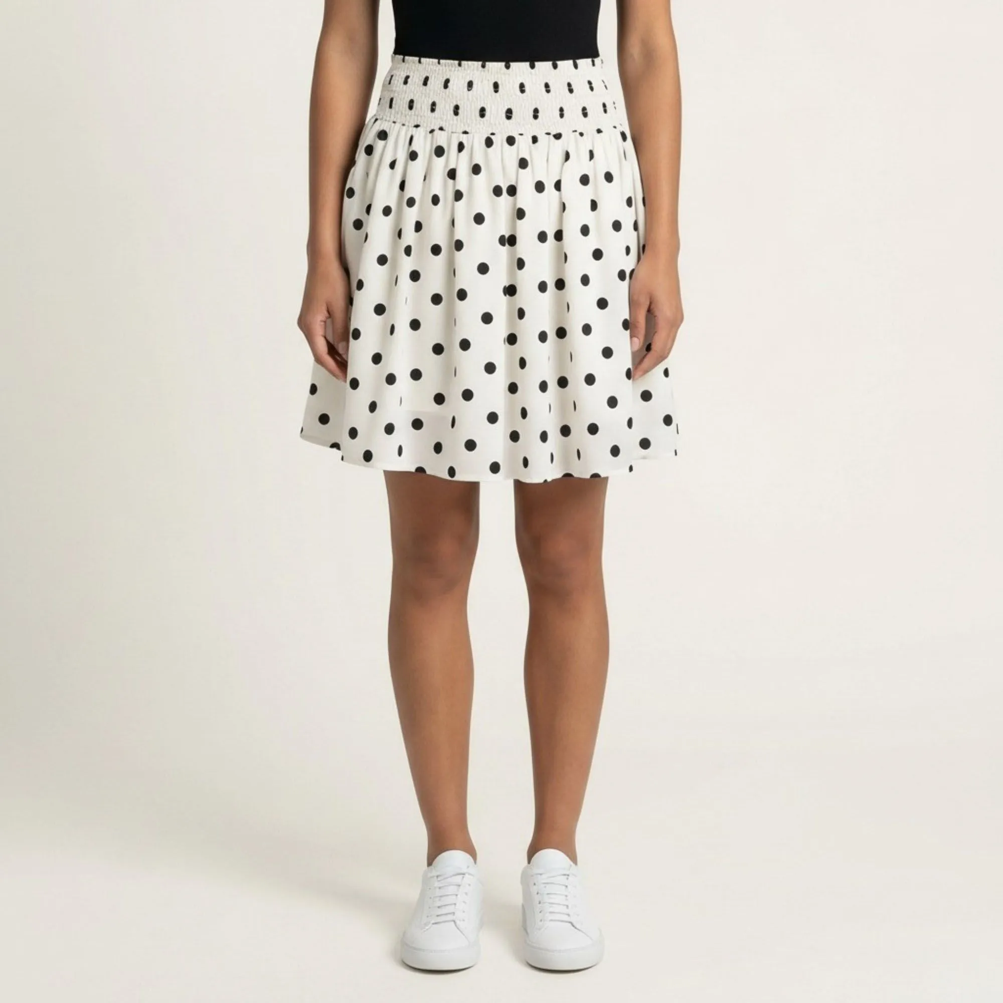 Anna-Kaci Women's Polka Dot A Line Skirt Smocked High Waist Flowy Lightweight Casual Mini Skirt sold by Anna-Kaci