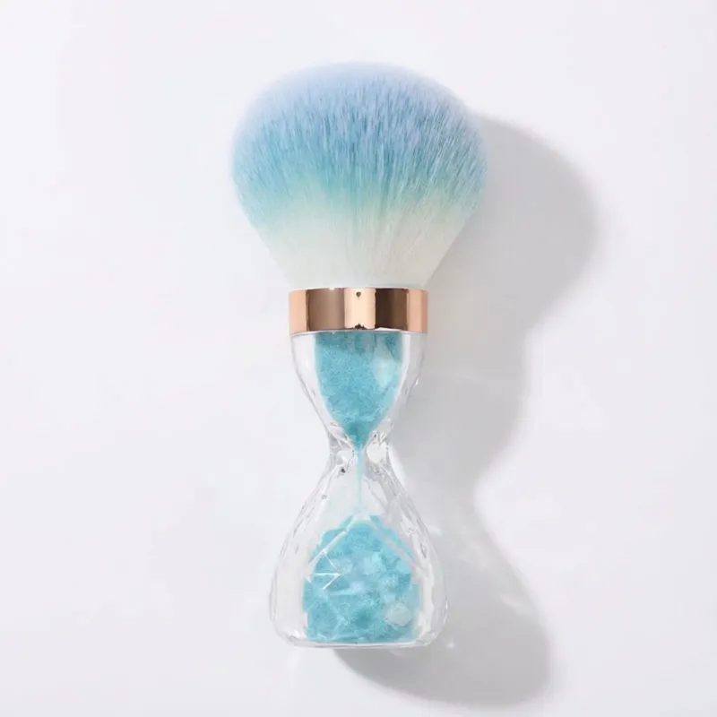 Hourglass Handle Face Powder Brush with Soft Synthetic Bristles and Decorative Clear Base made by Anna-Kaci