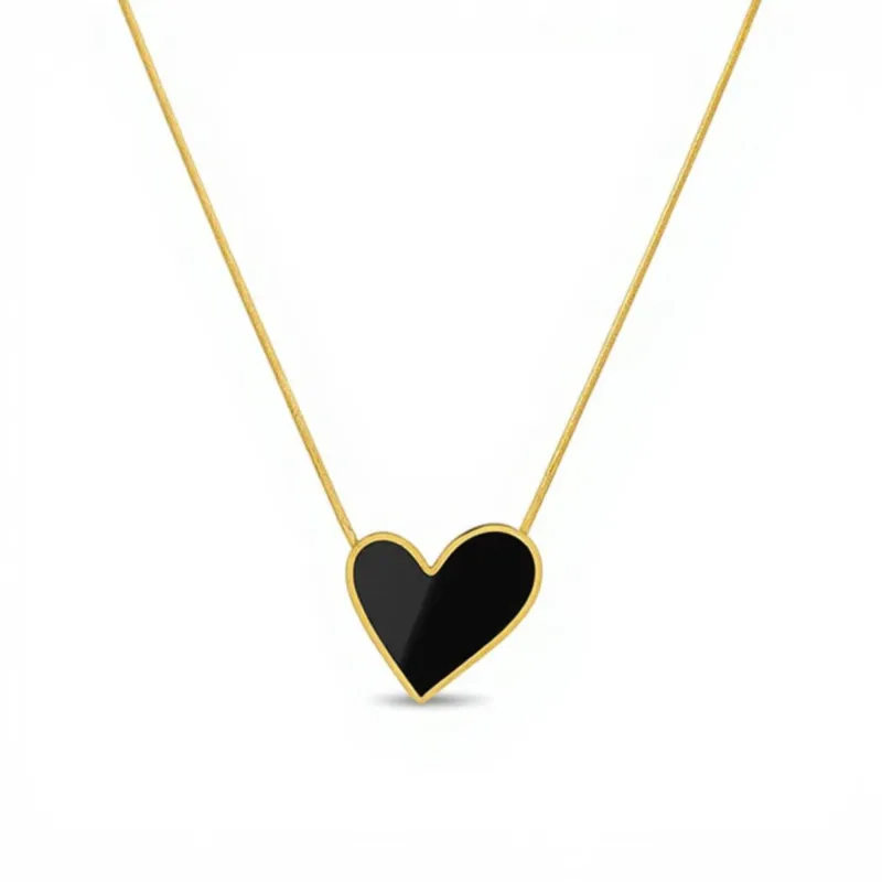 Heart Pendant Necklace with Enamel Finish Minimalist Chain Jewelry for Everyday Layering made by Anna-Kaci