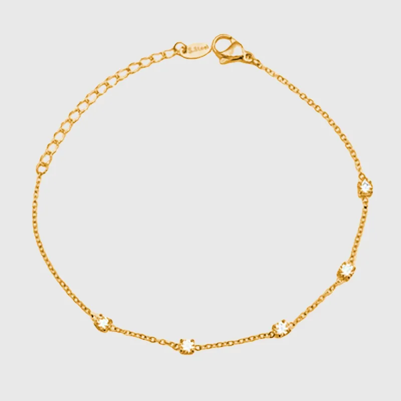 Women's Titanium Steel Zirconia Bracelet Adjustable Chain with Sparkling Stone Accents made by Anna-Kaci