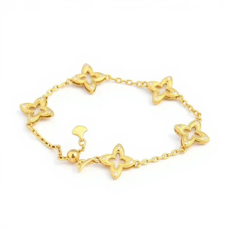 Women's Floral Clover Charm Bracelet with Crystal Accents and Chain Link Design made by Anna-Kaci