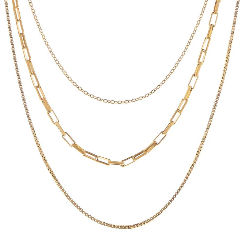 Women's Stainless Steel Multi-Layer Fashion Necklace with 18K Gold Plating, Adjustable Length, Modern and Versatile Chain Design made by Anna-Kaci