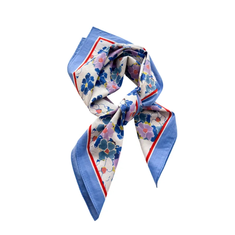 Floral Print Cotton Square Scarf Lightweight Soft Neck Hair Head Scarf Wrap 25.5¡Á25.5 Inches made by Anna-Kaci