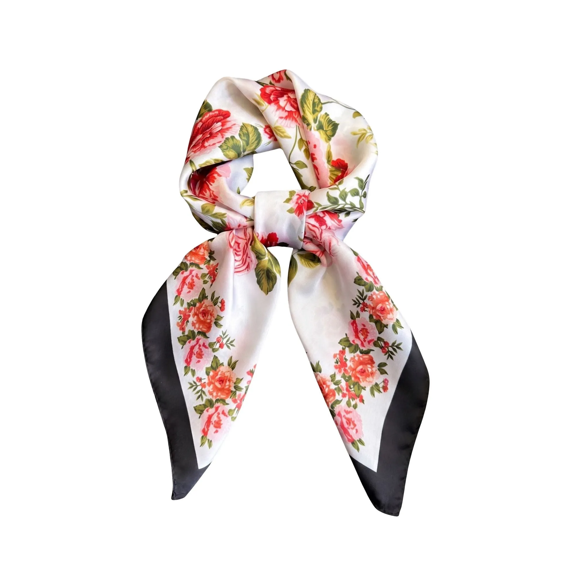 Vintage Floral Print Satin Feel Square Scarf Elegant Lightweight Fashion Neck Hair Scarf 27.5¡Á27.5 Inches sold by Anna-Kaci product image thumbnail 5