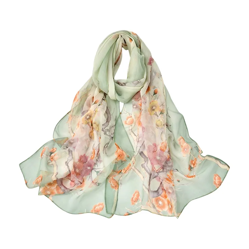 Floral Print Chiffon Scarf Lightweight Sheer Beach Shawl Wrap 63¡Á19.5 Inches made by Anna-Kaci