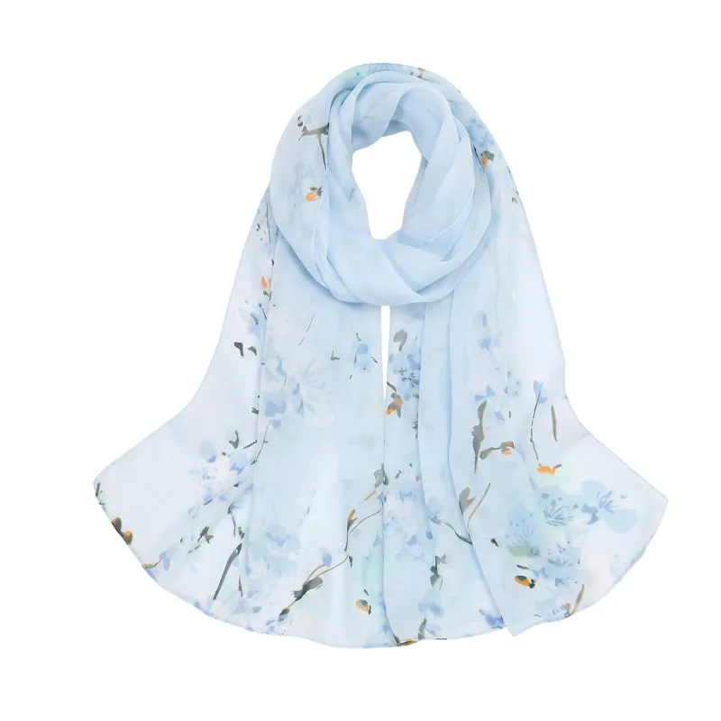 Floral Print Lightweight Chiffon Scarf Soft Sheer Fashion Shawl Wrap 59¡Á19.5 Inches made by Anna-Kaci