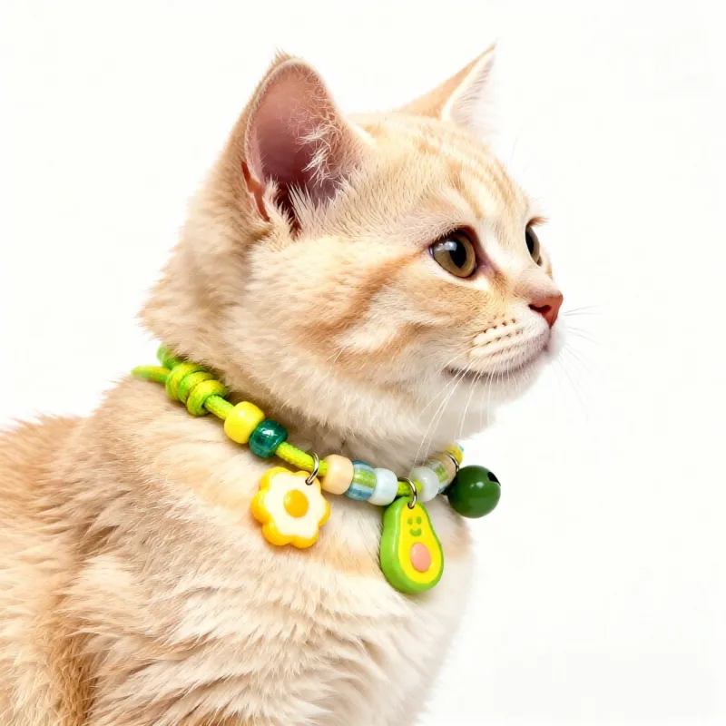 Adjustable Pet Collar with Bell Paw Charm Beaded Necklace Colorful Decorative Collar for Cats and Small Dogs made by Anna-Kaci
